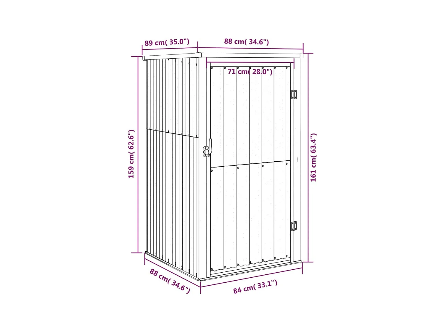 Nicole  Abri à outils de jardin marron 88x89x161 cm acier galvanisé