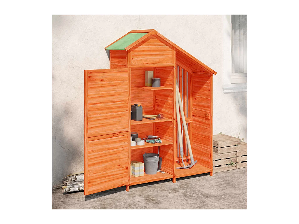 Ilmi  Abri à outils de jardin marron 120x53,5x170 cm bois massif pin