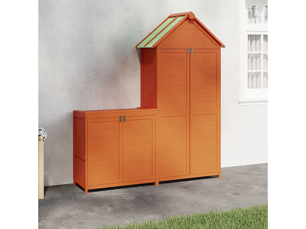 Veronique-Claire  Ensemble de remise à outils de jardin 2 pcs marron pin massif