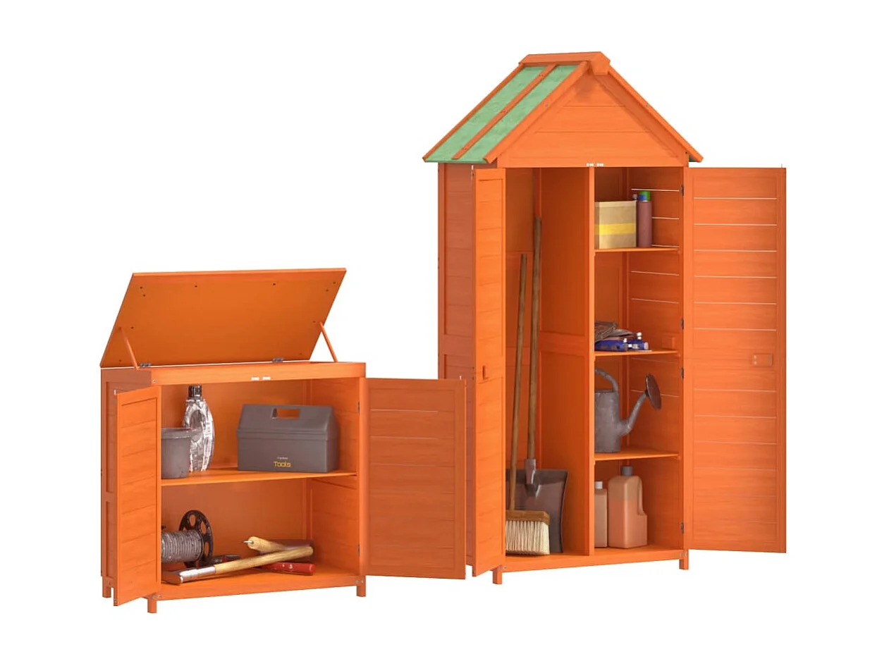 Veronique-Claire  Ensemble de remise à outils de jardin 2 pcs marron pin massif