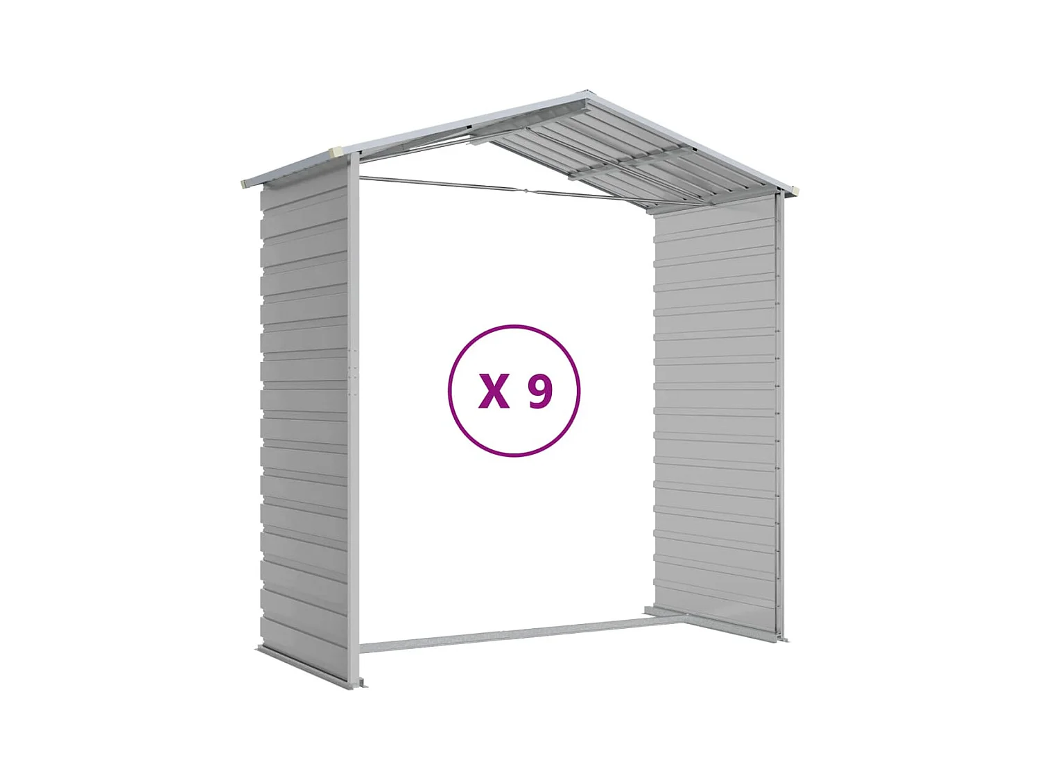 Tampa  Abri de jardin gris clair 191x810x198 cm acier galvanisé