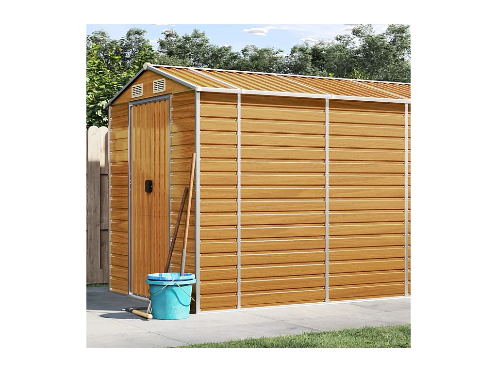 Tampa  Abri de jardin marron clair 191x810x198 cm acier galvanisé