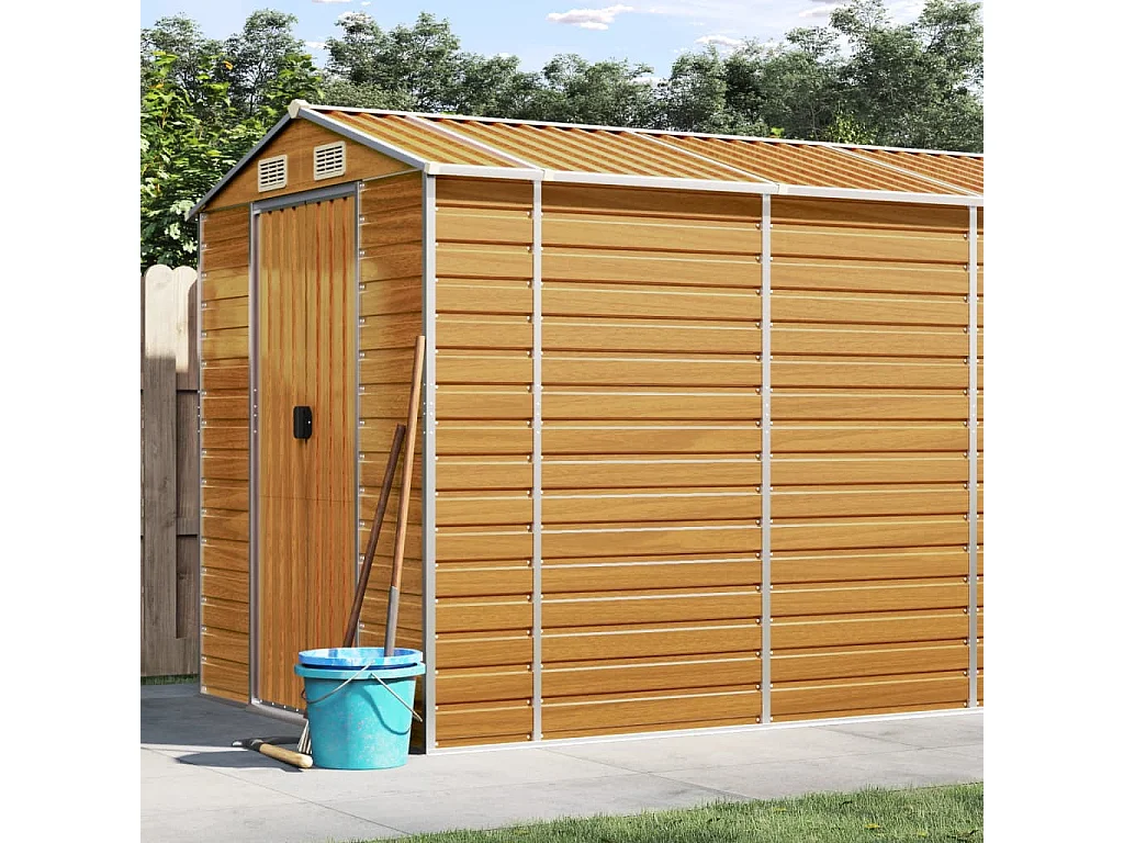 Tampa  Abri de jardin marron clair 191x810x198 cm acier galvanisé