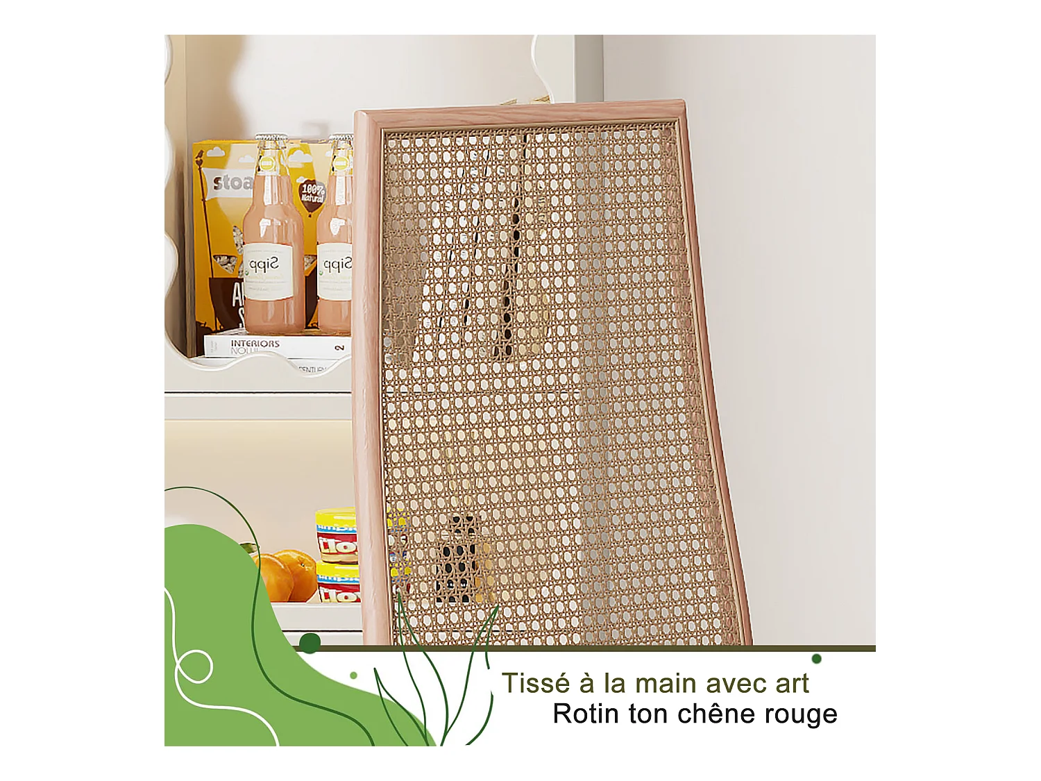 Chaises de Salle à Manger, Lot de 2 Chaise Rembourrée avec Dossier Haut Rotin et Pieds Métal,Modernes Chaises d'appoint pour Cuisine Salon Café -Beige