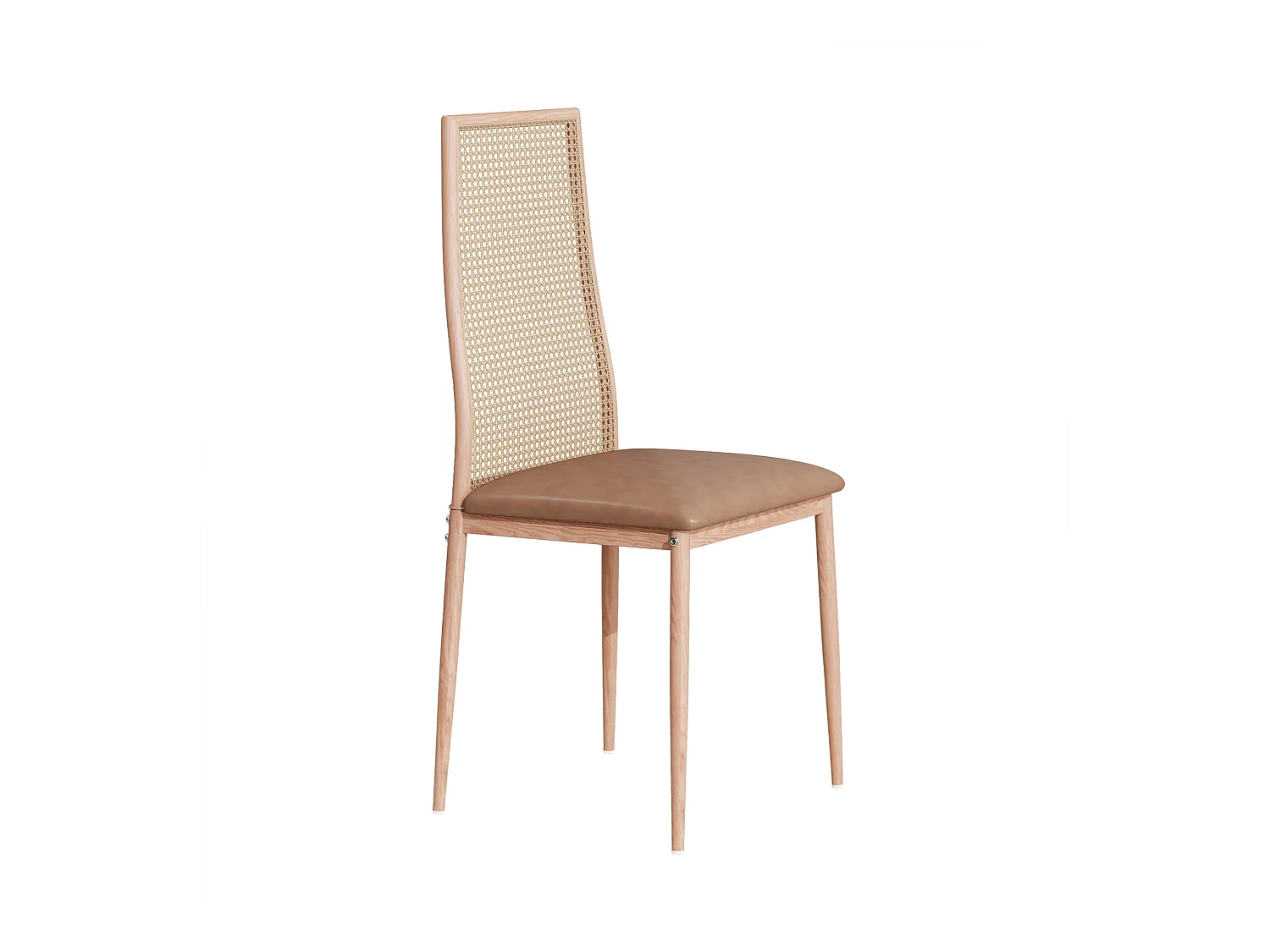 Chaises de Salle à Manger, Lot de 2 Chaise Rembourrée avec Dossier Haut Rotin et Pieds Métal,Modernes Chaises d'appoint pour Cuisine Salon Café -Beige