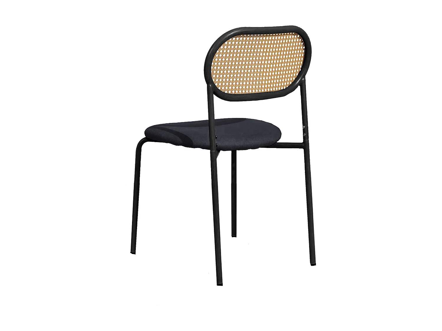 Lot de 2 Chaises de Salle à Manger,Modernes Chaise de Cuisine avec Dossier en Rotin et Pieds en Métal pour Salle à Manger, Salon, Noir (Noir, 2 PCS)