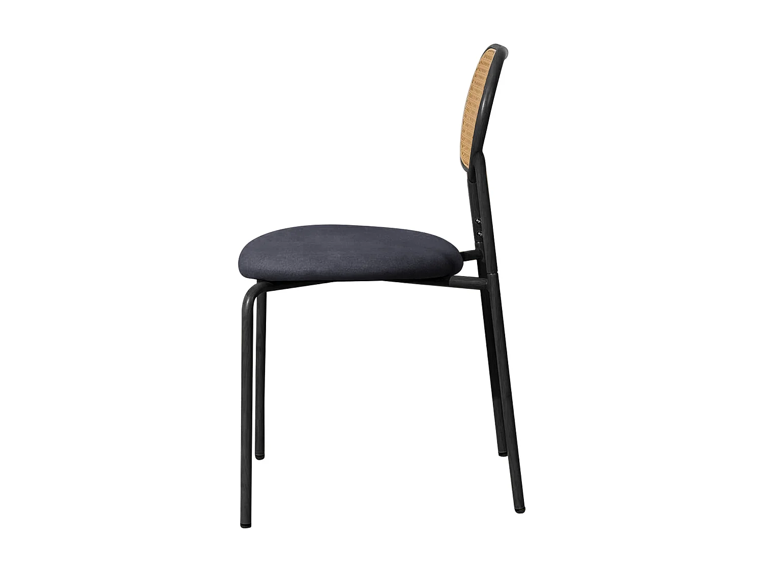 Lot de 2 Chaises de Salle à Manger,Modernes Chaise de Cuisine avec Dossier en Rotin et Pieds en Métal pour Salle à Manger, Salon, Noir (Noir, 2 PCS)