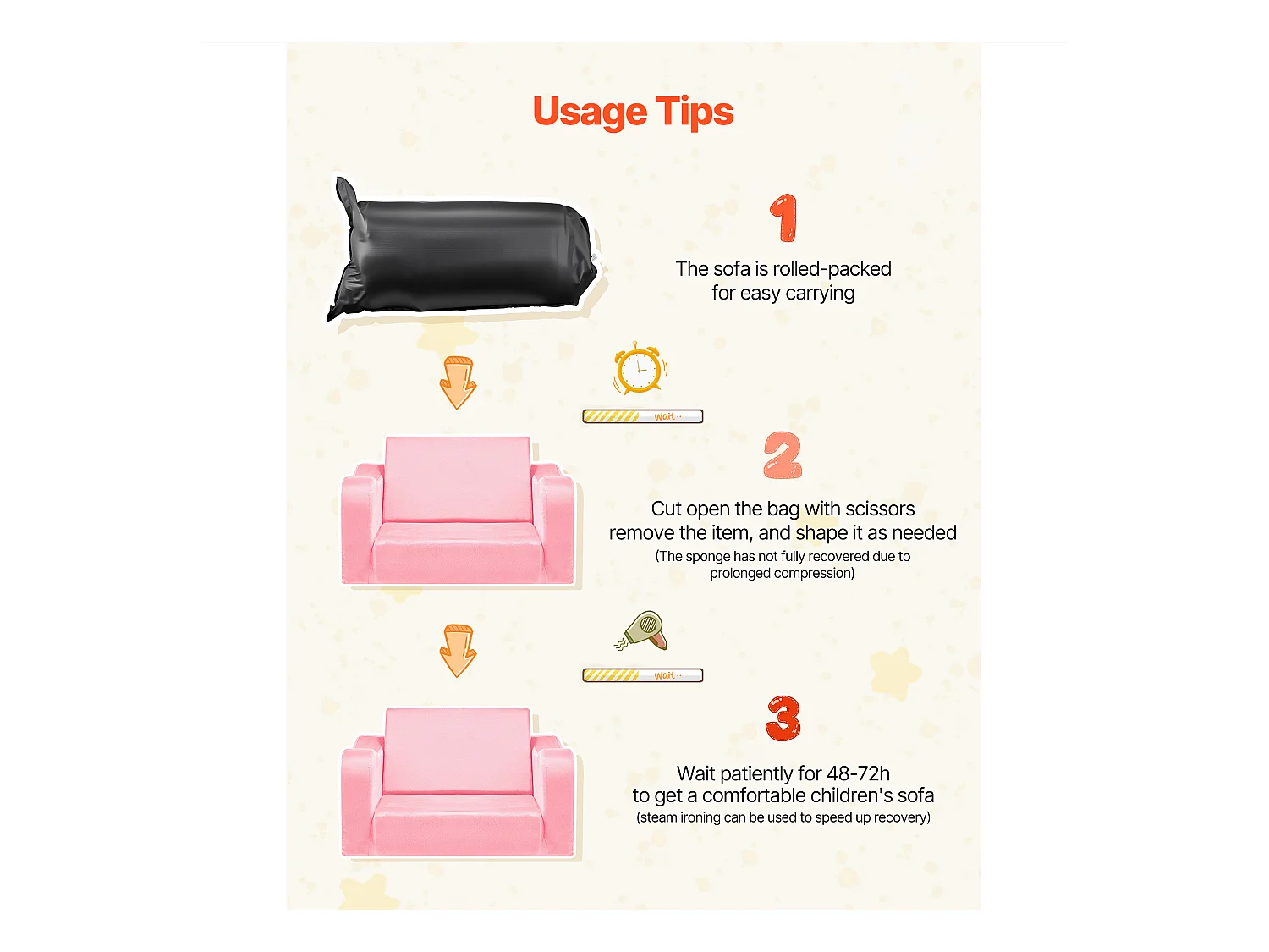 Kinder Sofa SucceBuy 2-in-1 Umbaubar in Liege, Klappbares und Weiches Schlafsofa, mit Armlehnen, aus 28D Schwamm und Kurzem Flor, Rosa, M