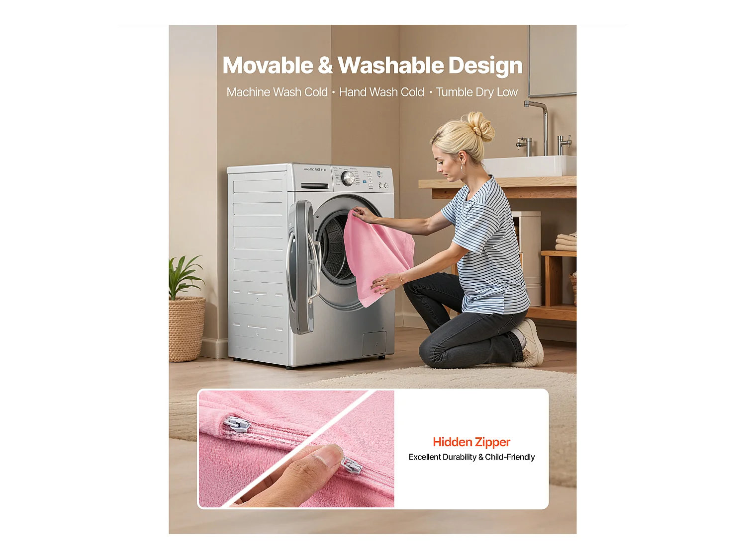 Kinder Sofa SucceBuy 2-in-1 Umbaubar in Liege, Klappbares und Weiches Schlafsofa, mit Armlehnen, aus 28D Schwamm und Kurzem Flor, Rosa, M