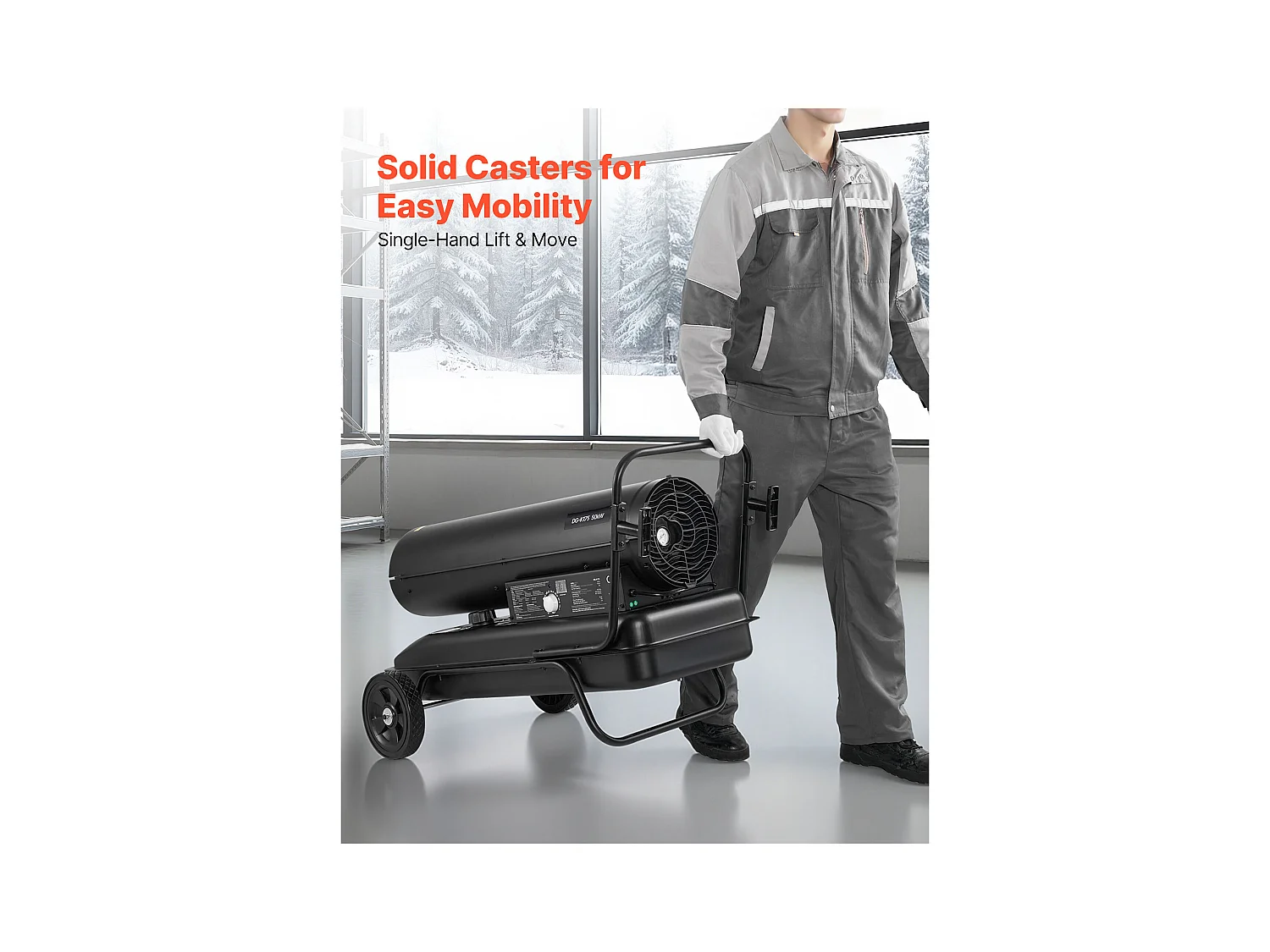 Calentador de Aire Soplado SucceBuy de Queroseno Diésel, 50 kW, Calentador de Apoyo sobre Ruedas, con Temperatura Ajustable, Tipo Soplador, para Obra, Garaje