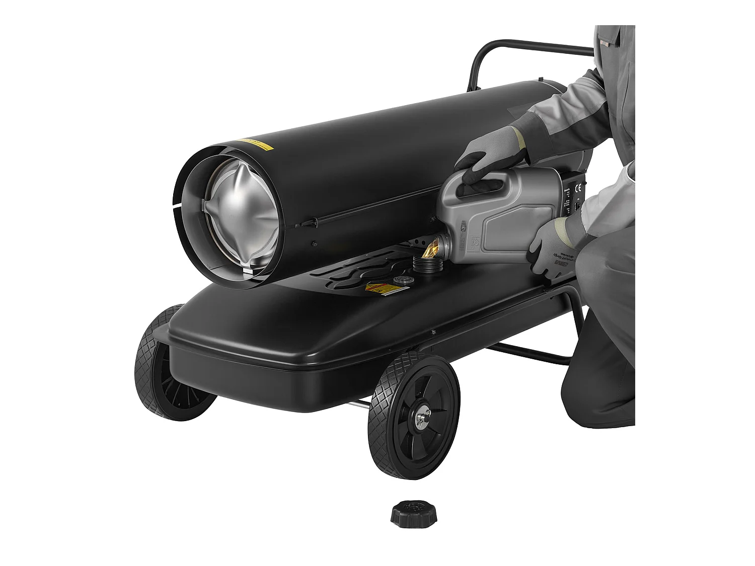 Calentador de Aire Soplado SucceBuy de Queroseno Diésel, 50 kW, Calentador de Apoyo sobre Ruedas, con Temperatura Ajustable, Tipo Soplador, para Obra, Garaje