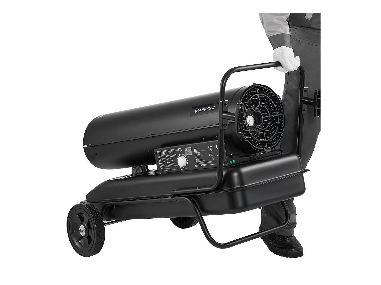 Calentador de Aire Soplado SucceBuy de Queroseno Diésel, 50 kW, Calentador de Apoyo sobre Ruedas, con Temperatura Ajustable, Tipo Soplador, para Obra, Garaje