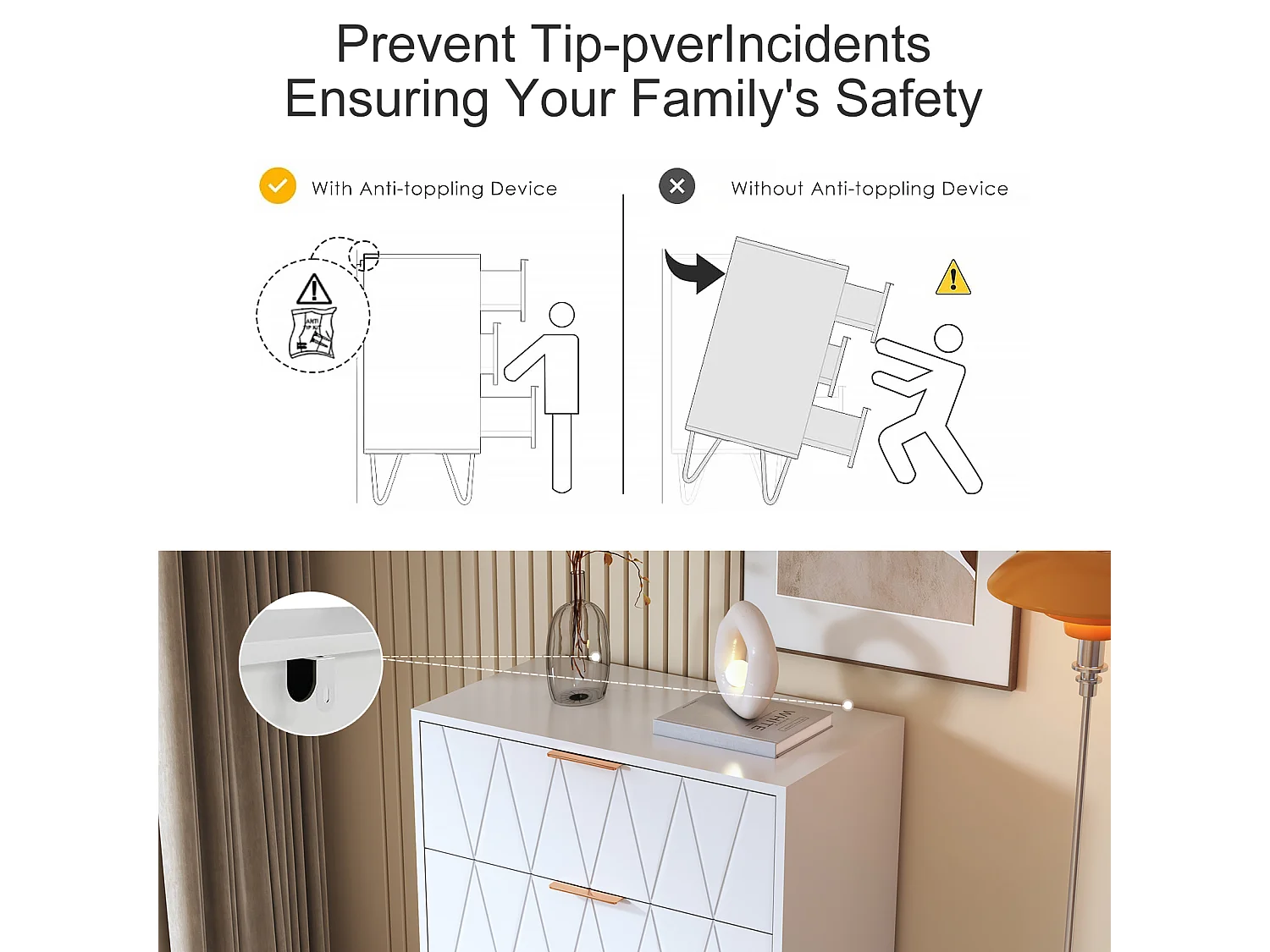 Commode Chambre 4 Tiroirs - Plafond Couleur Marbré - Meuble de Rangement - Chambre/Salon - 90 x 34 x 60cm - Meuble Tiroir Rangement - Scandinave - Blanc