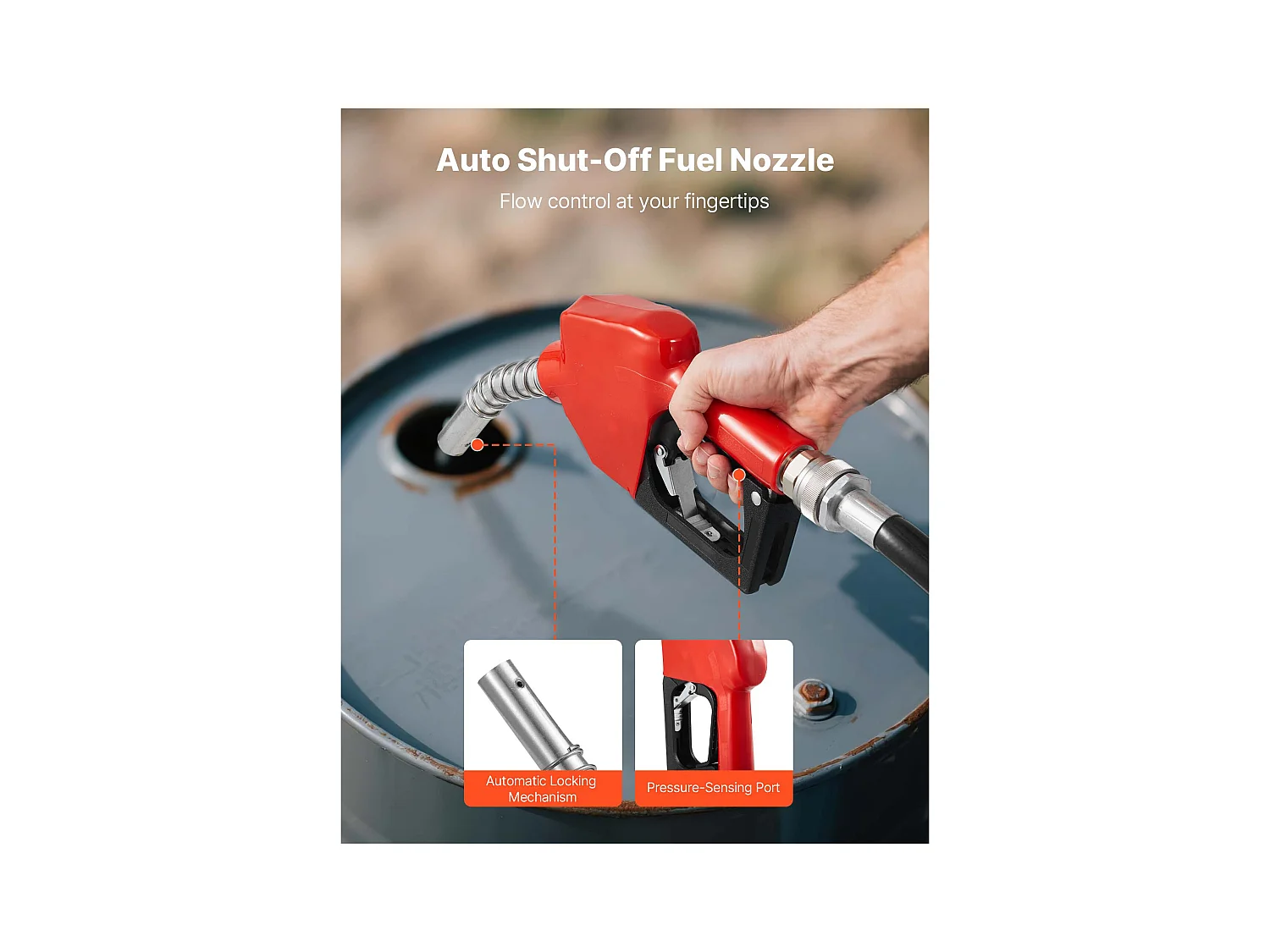 Brandstofoverdrachtpomp SucceBuy 230 V AC Elektrische Diesel Overdrachtpomp 57 L/min, met Brandstofpistool Automatische Stop, Afvoerslang