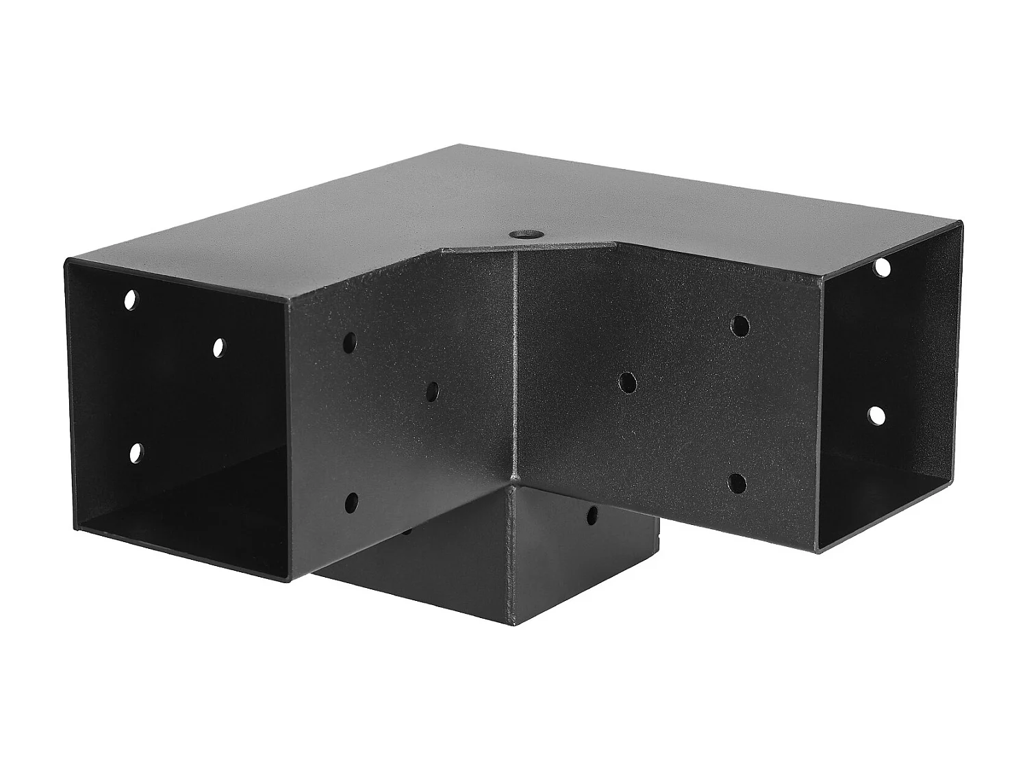 Pergola Steunset SucceBuy, Set van 8, Houten Paalsteun 9.2x9.2 cm, 4 3-Weg Hoeksteunen, 4 Paalvoeten, Koolstofstaal