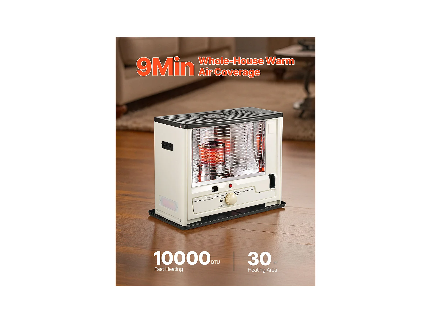 Zusatzheizung SucceBuy mit Kerosin 10000 BTU Tragbarer Ölofen mit Automatischem Abschalt, Einstellbarer Flamme, Anti-Kipp-Funktion, Heizung