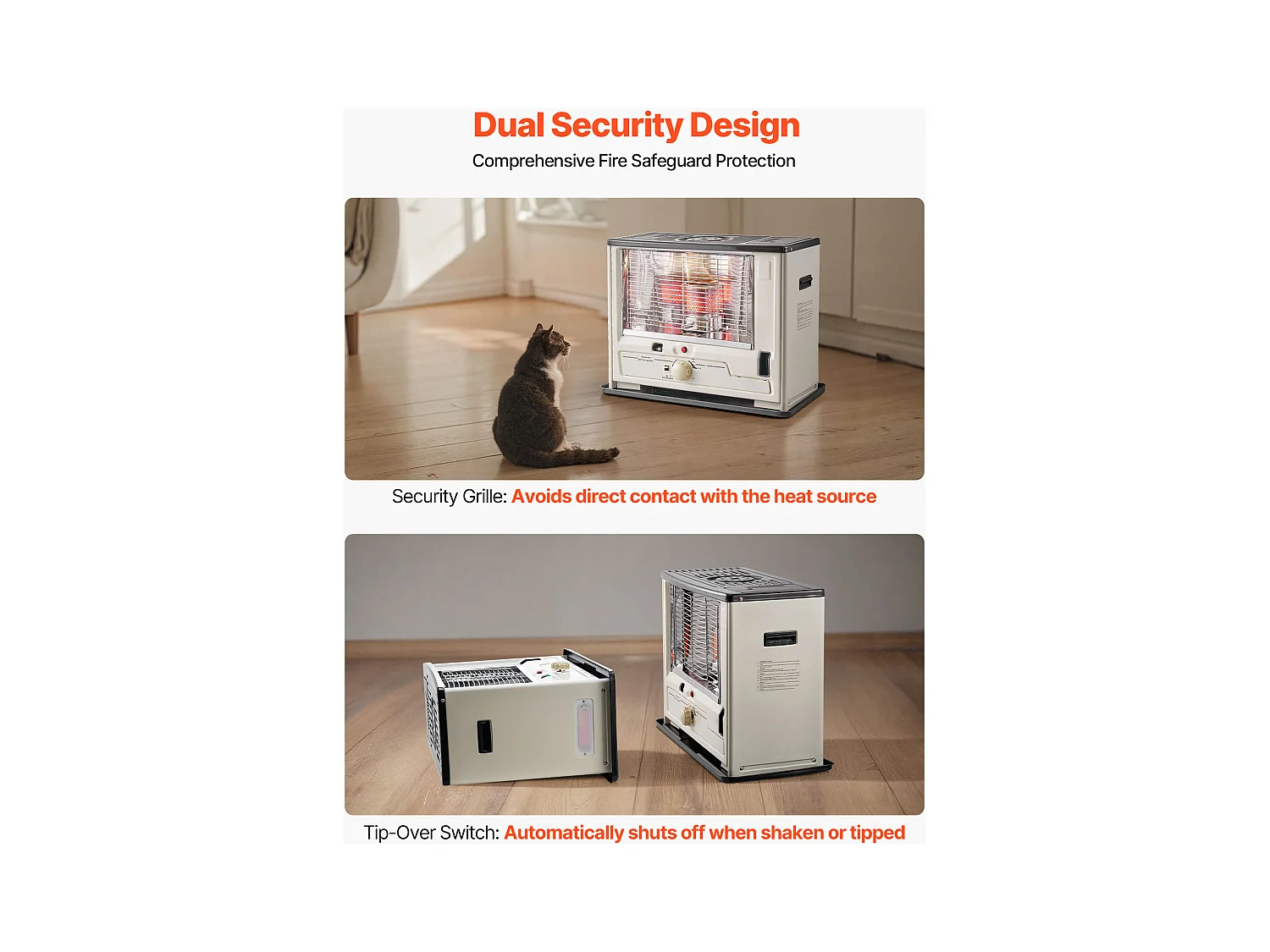 Zusatzheizung SucceBuy mit Kerosin 10000 BTU Tragbarer Ölofen mit Automatischem Abschalt, Einstellbarer Flamme, Anti-Kipp-Funktion, Heizung