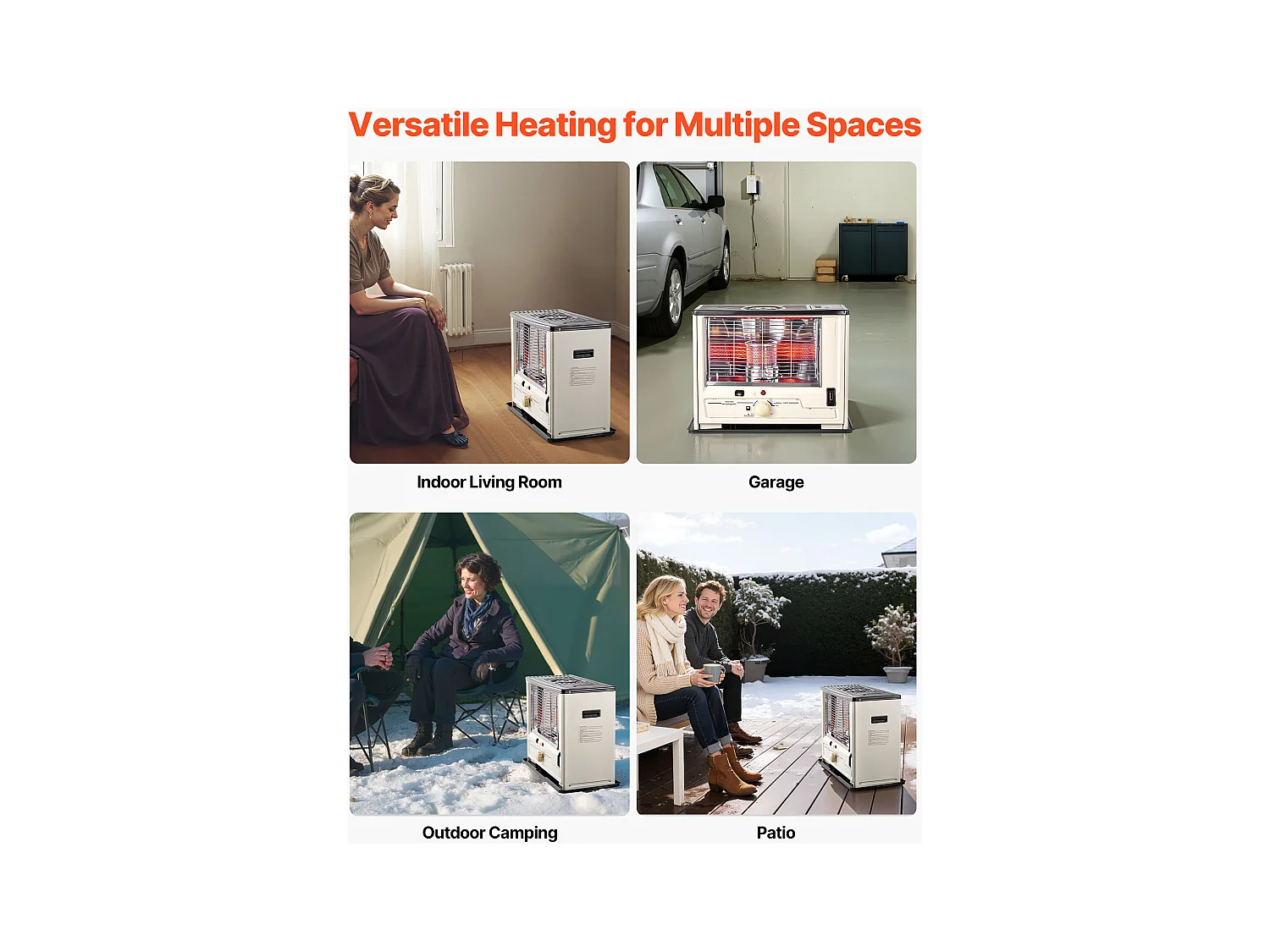 Zusatzheizung SucceBuy mit Kerosin 10000 BTU Tragbarer Ölofen mit Automatischem Abschalt, Einstellbarer Flamme, Anti-Kipp-Funktion, Heizung