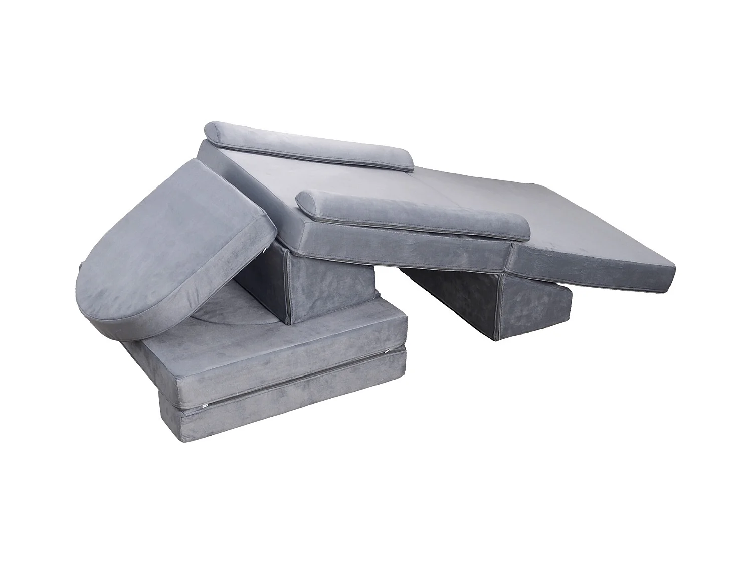 Sofá de Brinquedo Modular SucceBuy para Crianças Componente 10PCs, Sofá Seccional Convertível, com Apoios de Braço, em Esponja 28D e Pelo Curto, Cinza