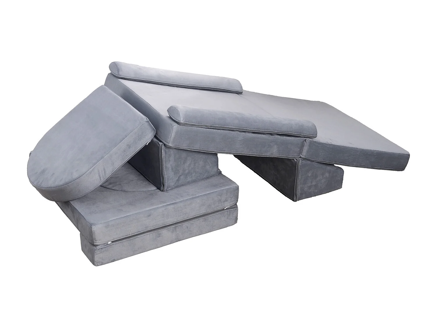 Modułowa Kanapa do Zabawy SucceBuy dla Dzieci Składająca się z 10PCs, Przekształcalna Kanapa Segmentowa, z Podłokietnikami, z Gąbki 28D i Krótkim Włosiem, Szary