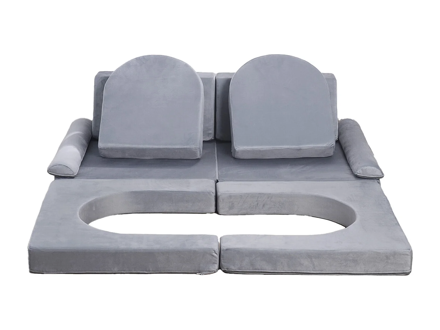 Modułowa Kanapa do Zabawy SucceBuy dla Dzieci Składająca się z 10PCs, Przekształcalna Kanapa Segmentowa, z Podłokietnikami, z Gąbki 28D i Krótkim Włosiem, Szary