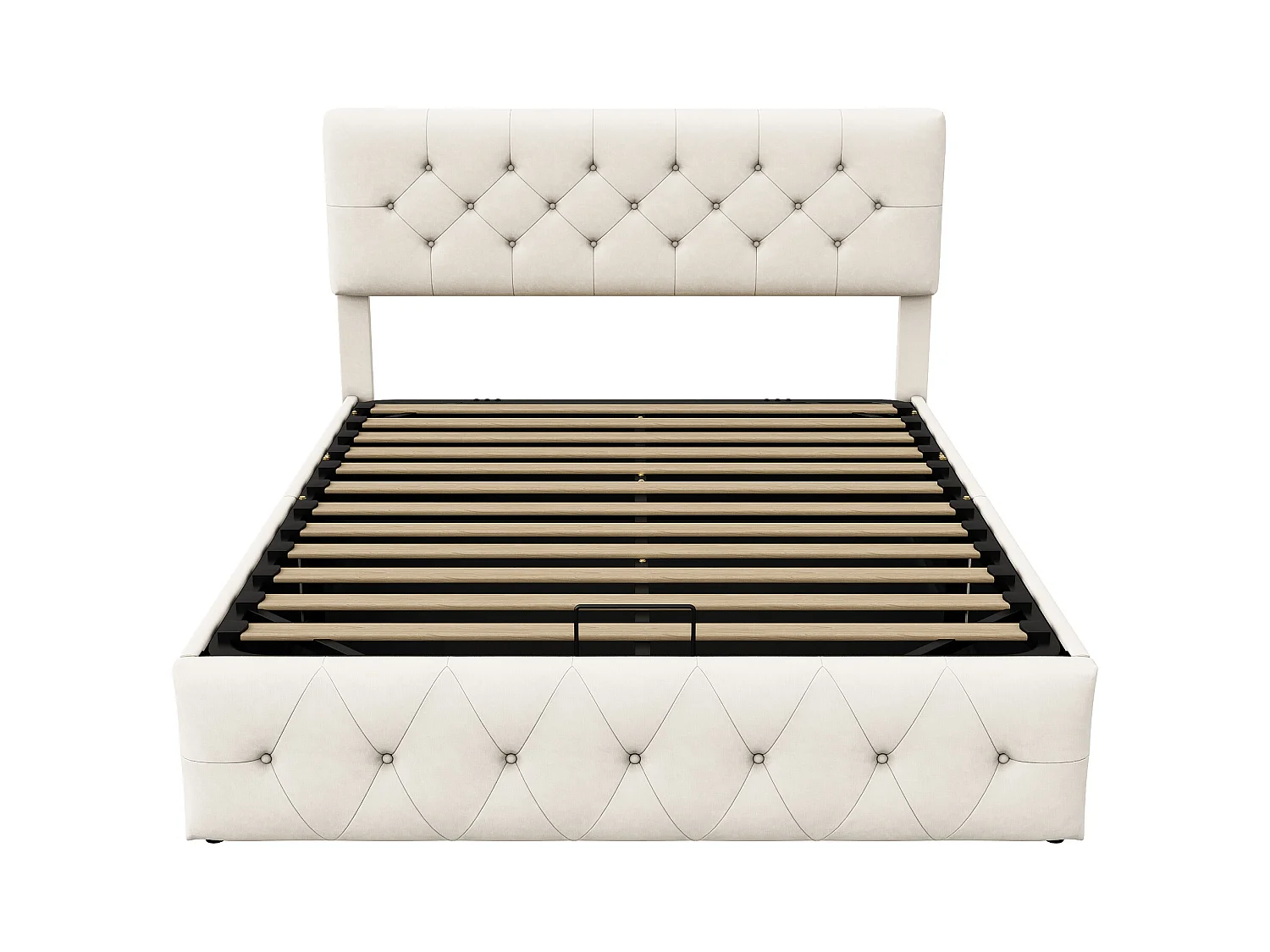 Lit double rembourré, 140 x 200 cm, avec tête de lit douce, espace de rangement, pour adolescent, sommier à lattes, sans matelas, en velours