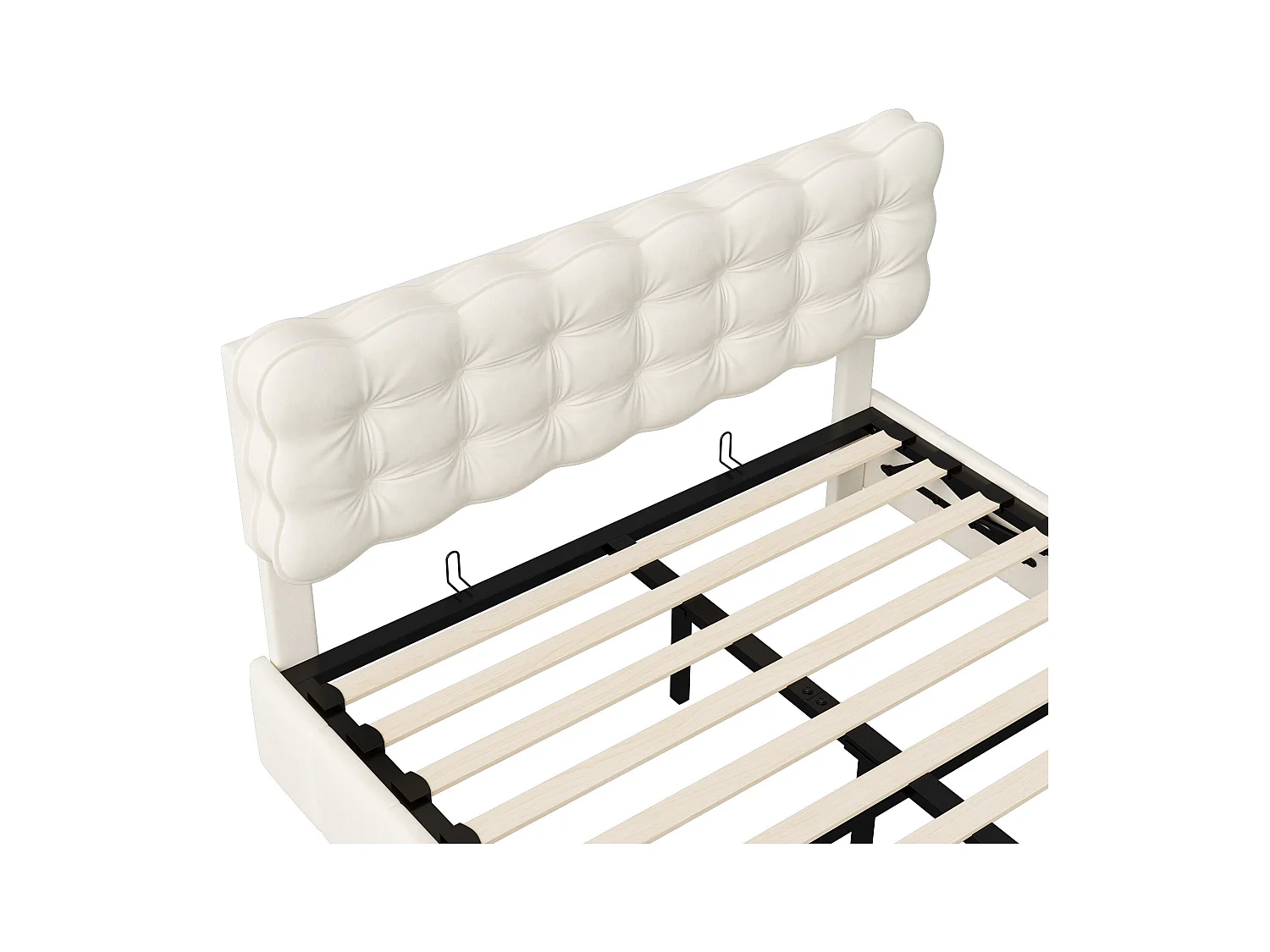 Lit Coffre 140x190 cm avec Lumière LED à capteur Automatique, Lit Capitonné Double avec Rangement, Fonction hydraulique pour Adulte Jeunesse, Velours