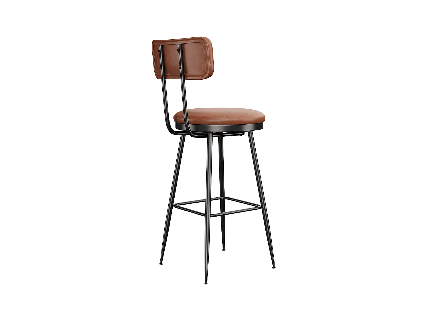 Tabouret de Bar, Lot de 2, Chaise Haute Cuisine,Chaise de Bar avec Repose-Pieds et Dossier,pour Salle à Manger, Cuisine, Simili Cuir,Marron