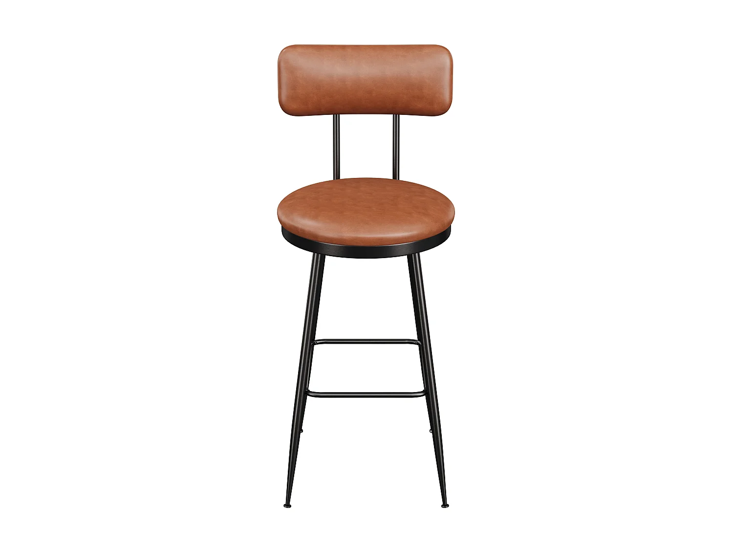 Bancos de bar, conjunto de 2, cadeira de refeição de cozinha, cadeira de bar com apoio para os pés e encosto, para sala de jantar, cozinha, pele sintética, castanho