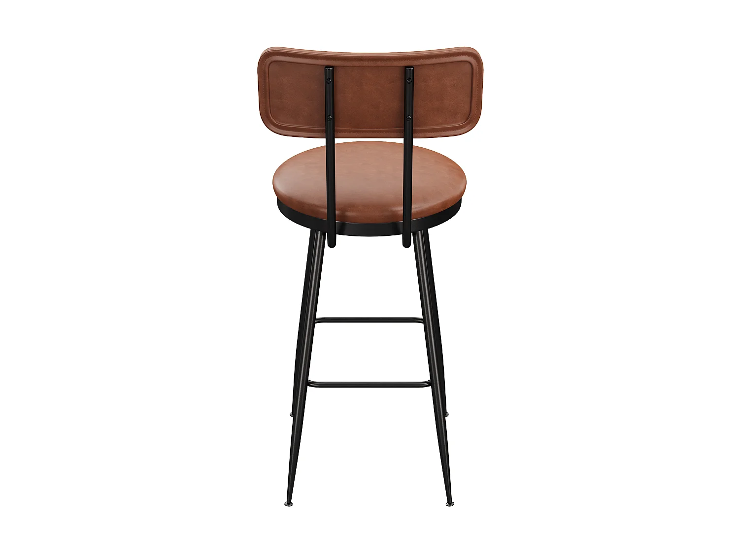 Bancos de bar, conjunto de 2, cadeira de refeição de cozinha, cadeira de bar com apoio para os pés e encosto, para sala de jantar, cozinha, pele sintética, castanho