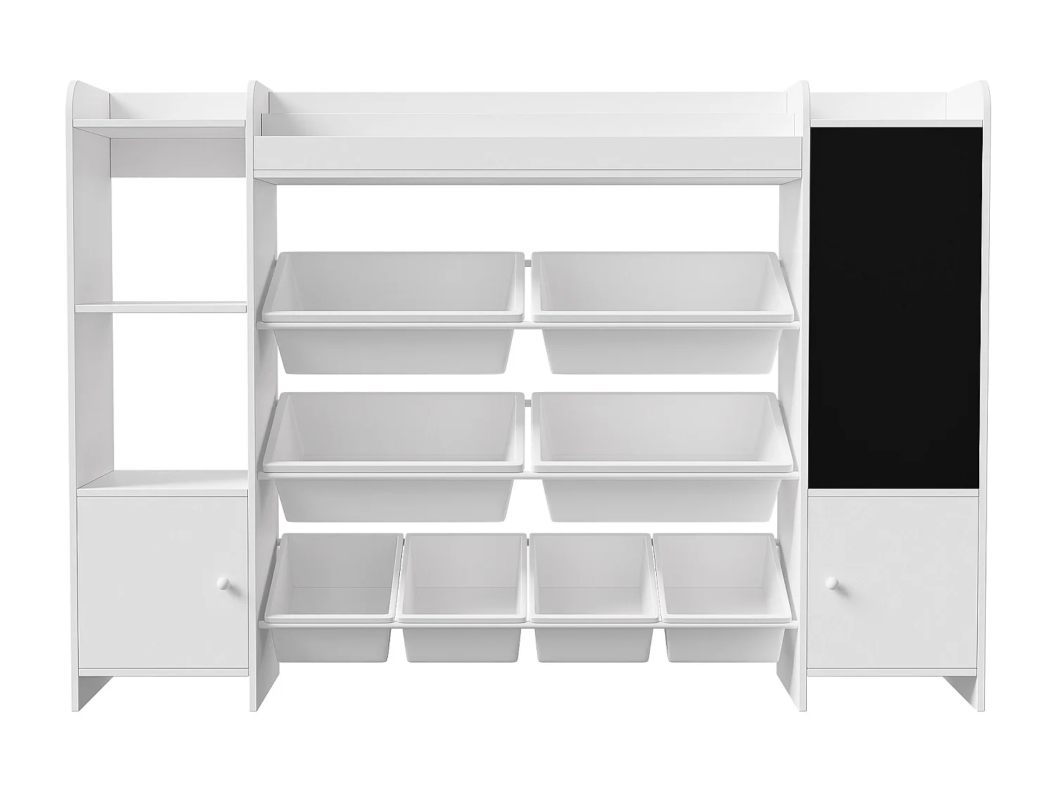 Étagère pour Enfant, Bibliothèque Enfant, Meuble Rangement, Étagère pour enfant avec 8 boîte de rangement et planche à dessin, Blanc