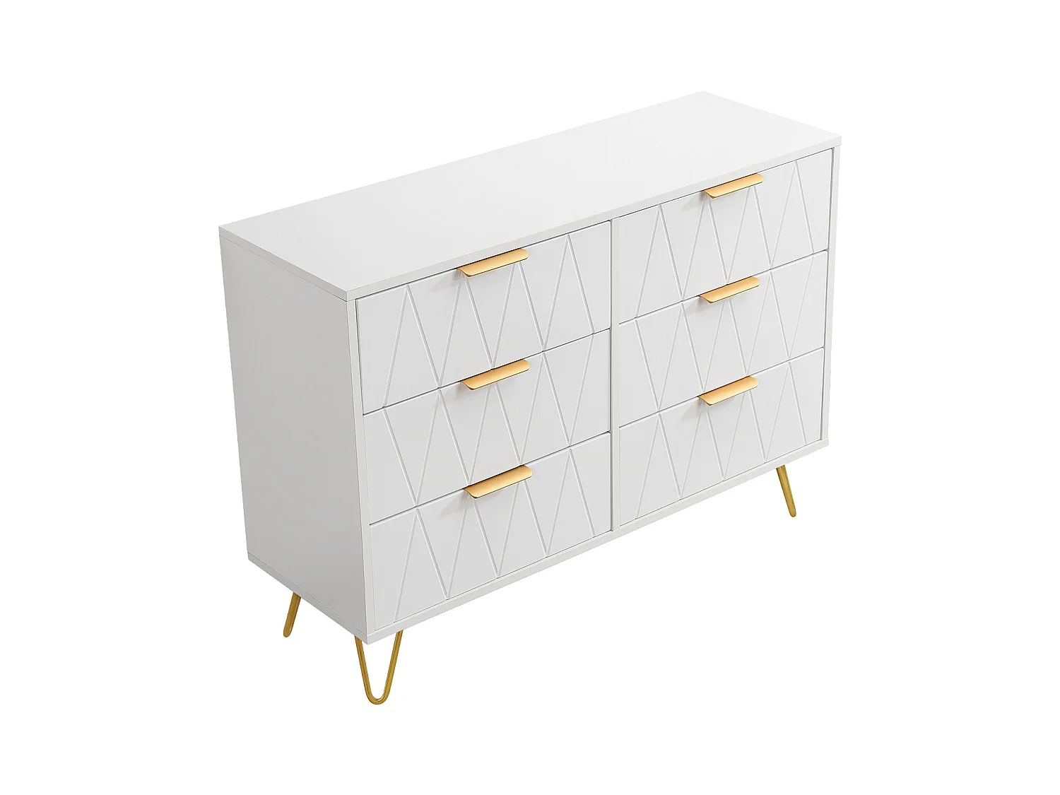 Commode, Armoire avec 6 Tiroirs, Meuble de Rangement Chambre Enfant/Adulte, 100 x 34 x 73cm, Buffet Salon, Style Scandinave Elégant, Couleur Blanc