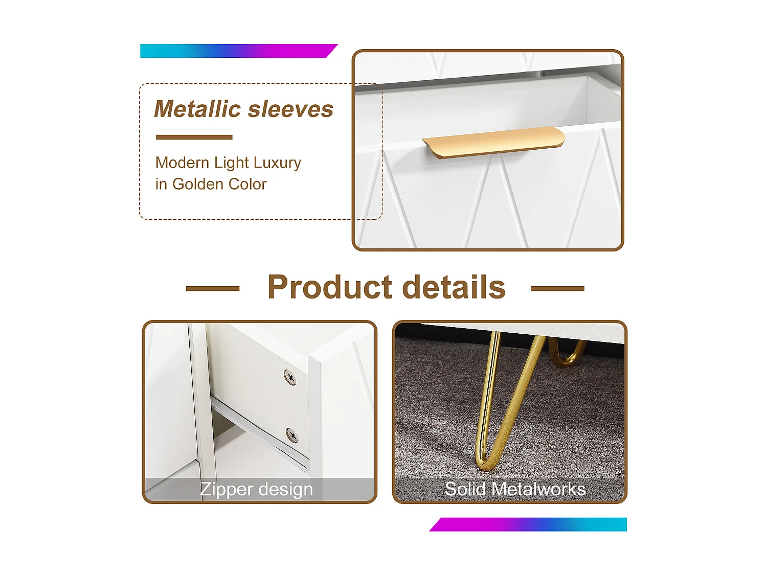 Commode, Armoire avec 6 Tiroirs, Meuble de Rangement Chambre Enfant/Adulte, 100 x 34 x 73cm, Buffet Salon, Style Scandinave Elégant, Couleur Blanc