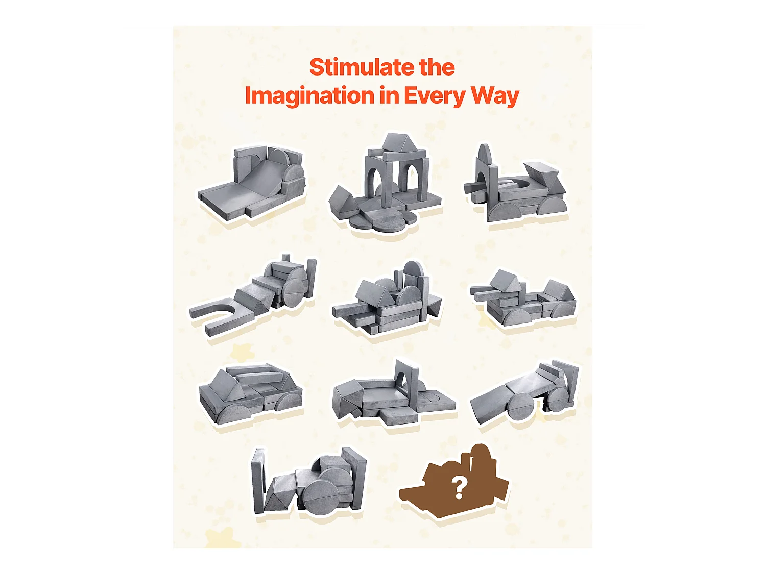 Canapé de Jeu Modulaire SucceBuy pour Enfants Composant 14PCs, Canapé Sectionnel Convertible, avec Accoudoirs, en Éponge 28D et Poils Courts, Sofa Tout-petits