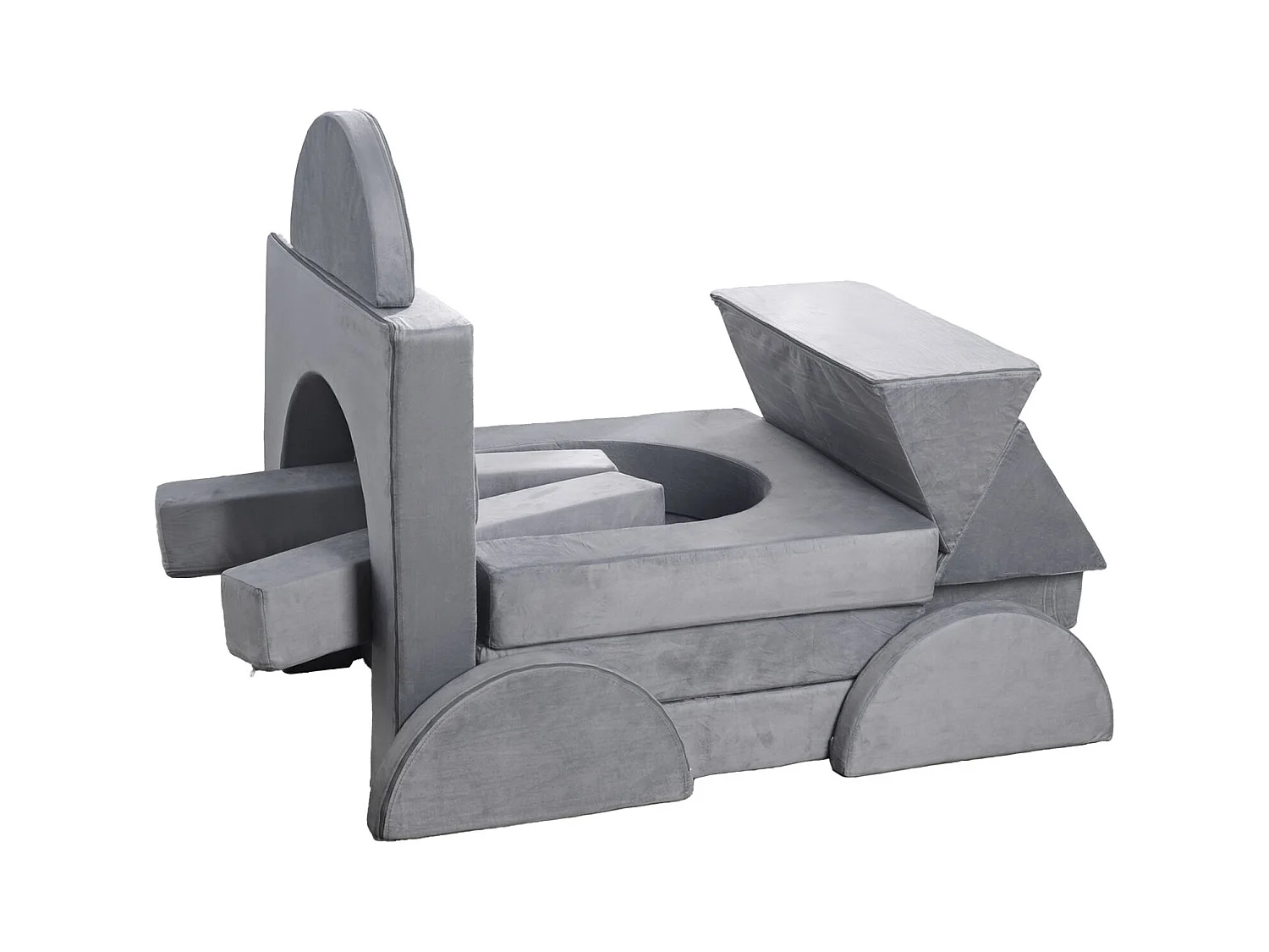 Canapé de Jeu Modulaire SucceBuy pour Enfants Composant 14PCs, Canapé Sectionnel Convertible, avec Accoudoirs, en Éponge 28D et Poils Courts, Sofa Tout-petits