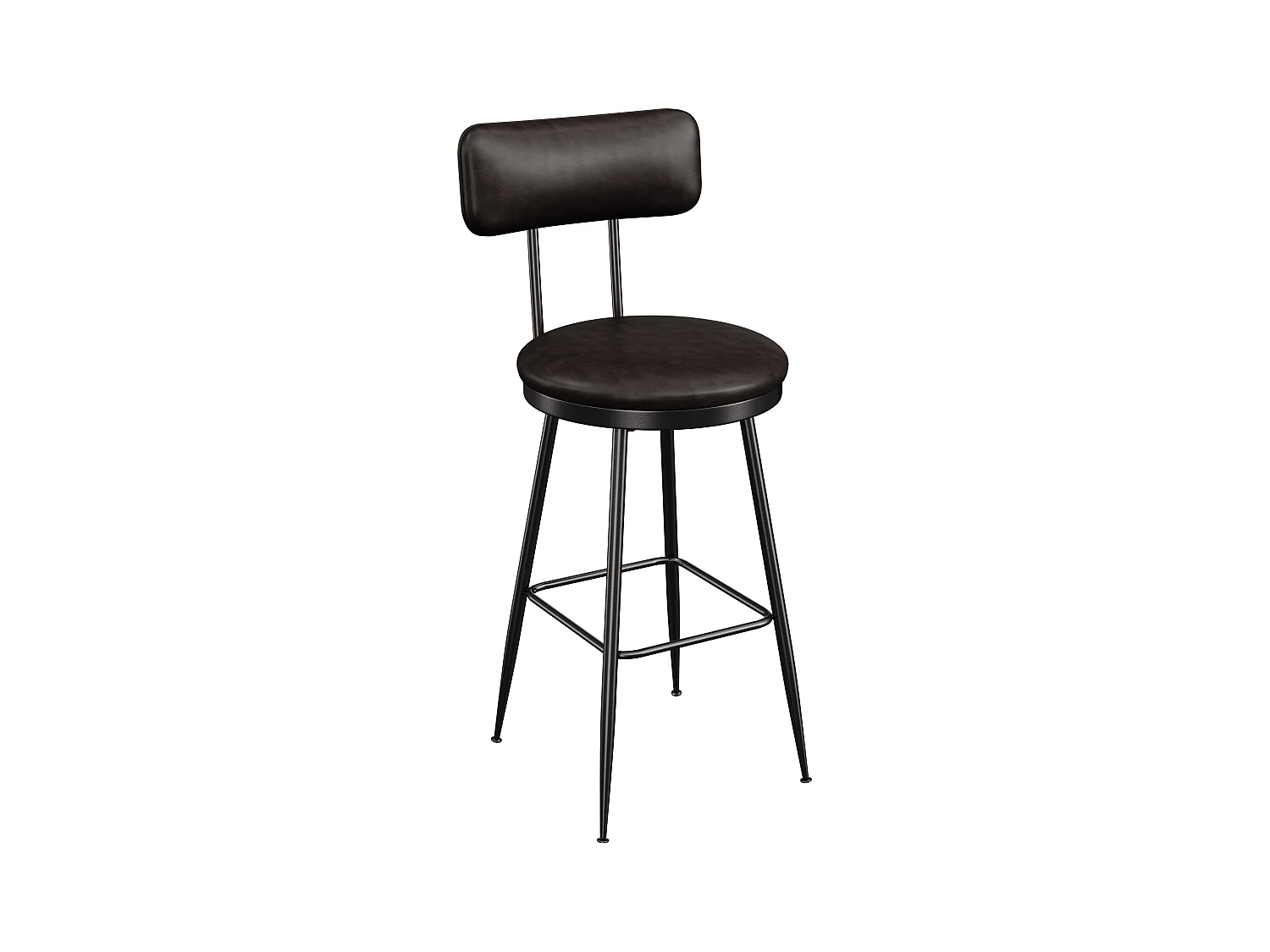 Tabouret de Bar, Lot de 2, Chaise Haute Cuisine,Chaise de Bar avec Repose-Pieds et Dossier,pour Salle à Manger, Cuisine, Simili Cuir,Noir