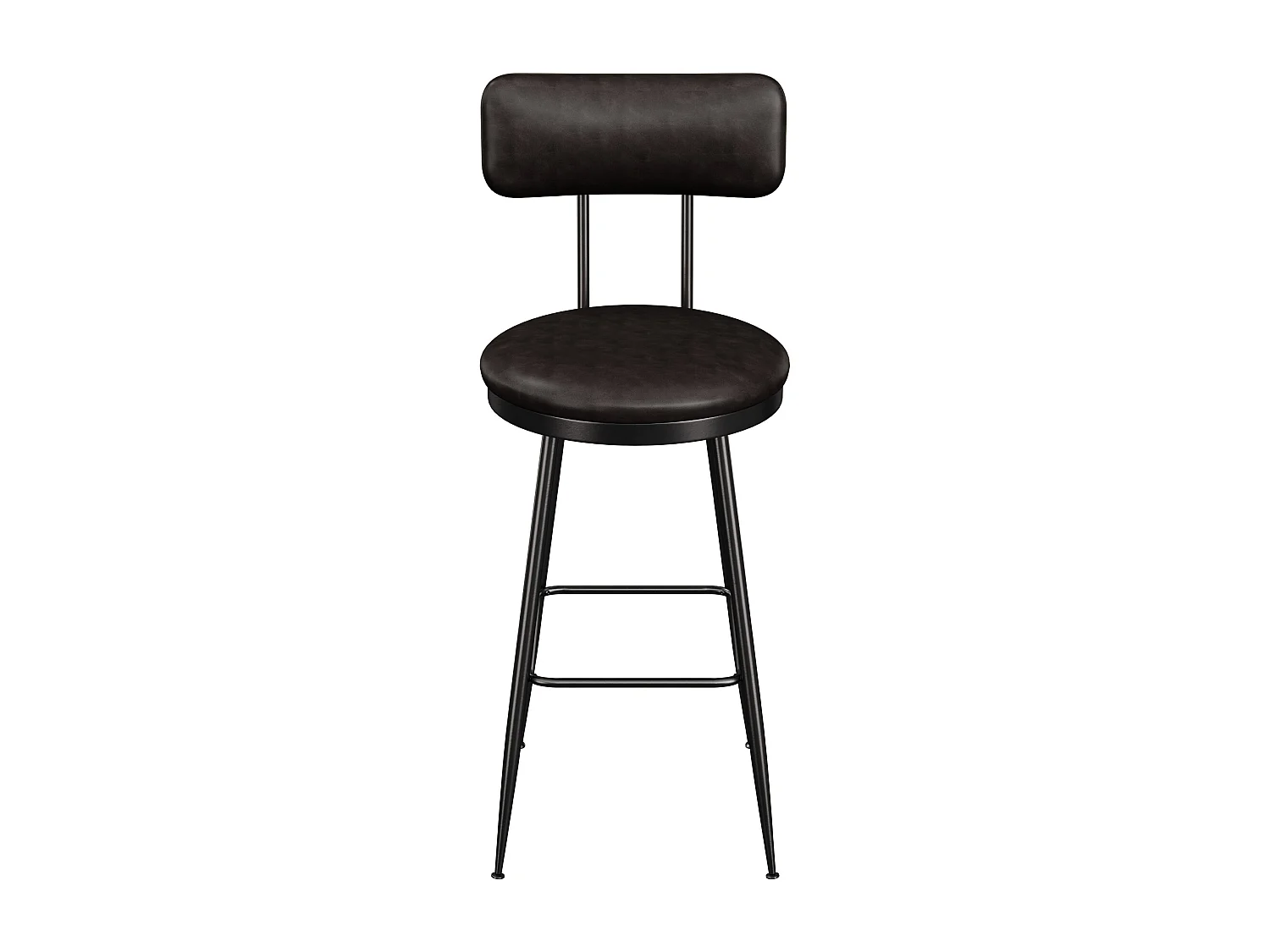Tabouret de Bar Lot de 2 - Chaise Haute Cuisine - Chaise de Bar avec Repose-Pieds et Dossier - pour Salle à Manger,Cuisine - Simili Cuir - Noir