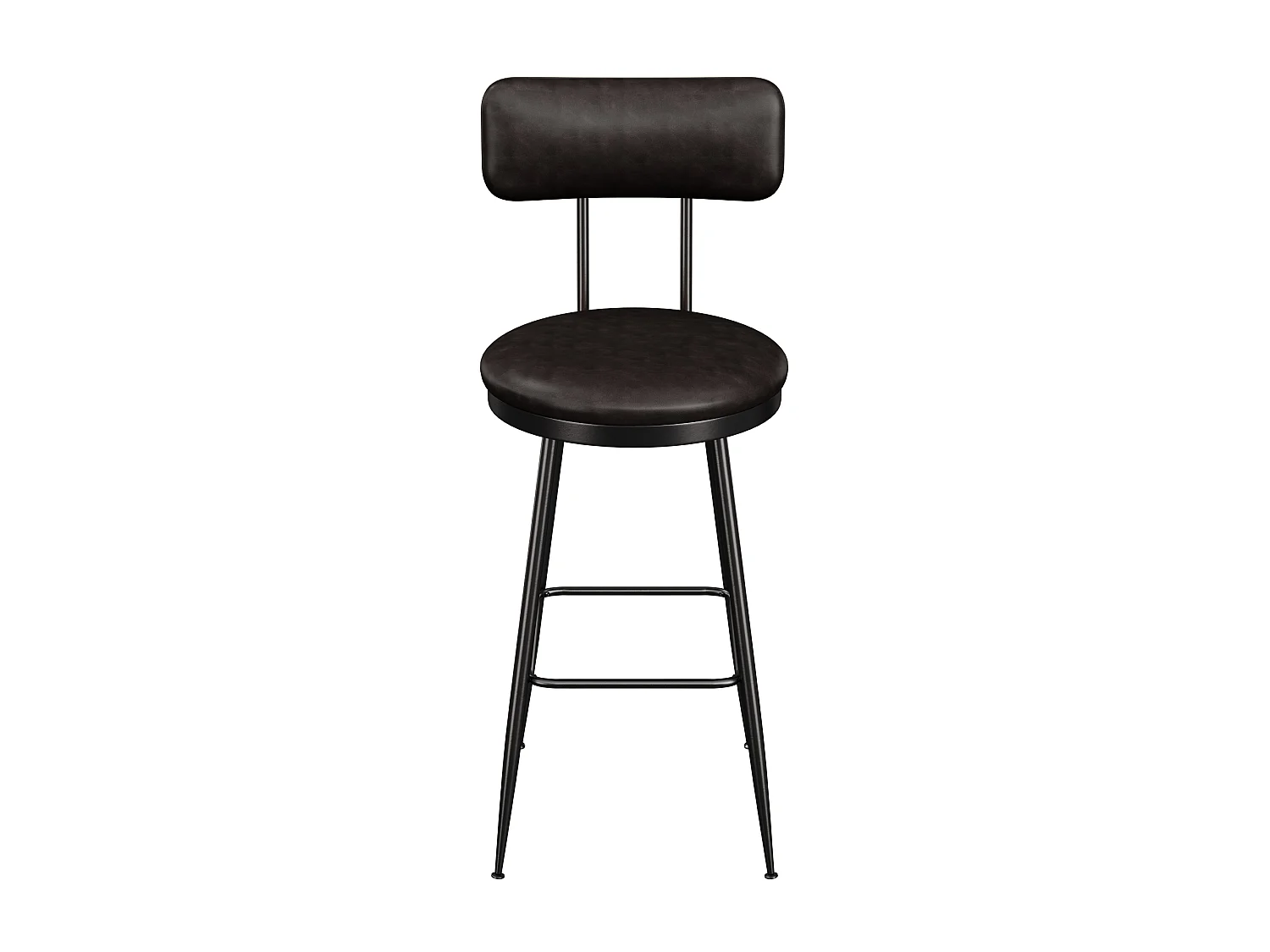Tabouret de Bar Lot de 2 - Chaise Haute Cuisine - Chaise de Bar avec Repose-Pieds et Dossier - pour Salle à Manger,Cuisine - Simili Cuir - Noir