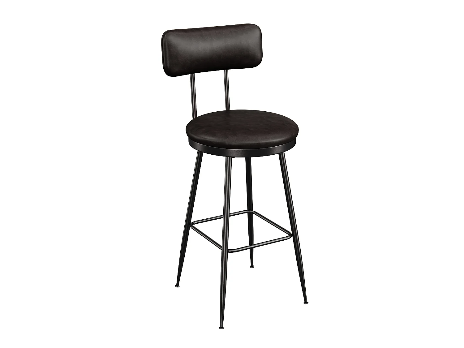 Tabouret de Bar Lot de 2 - Chaise Haute Cuisine - Chaise de Bar avec Repose-Pieds et Dossier - pour Salle à Manger,Cuisine - Simili Cuir - Noir