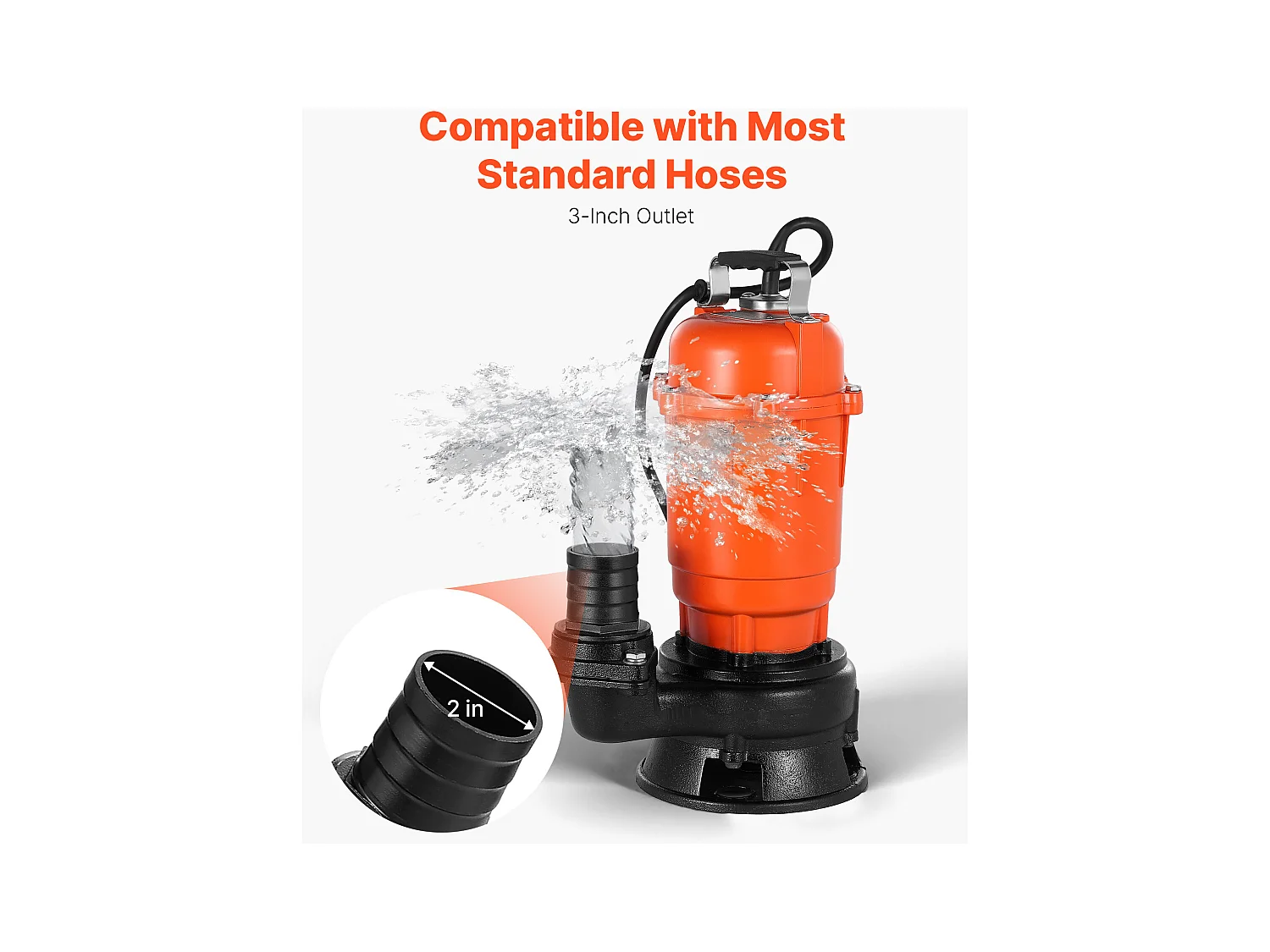 Dompelpomp voor Afvalwater SucceBuy, 550 W, Dompelpomp van Gietijzer 18000 L/u, met Maximale Opvoerhoogte 10 m, voor Zwembaden, Vijvers, Kelders