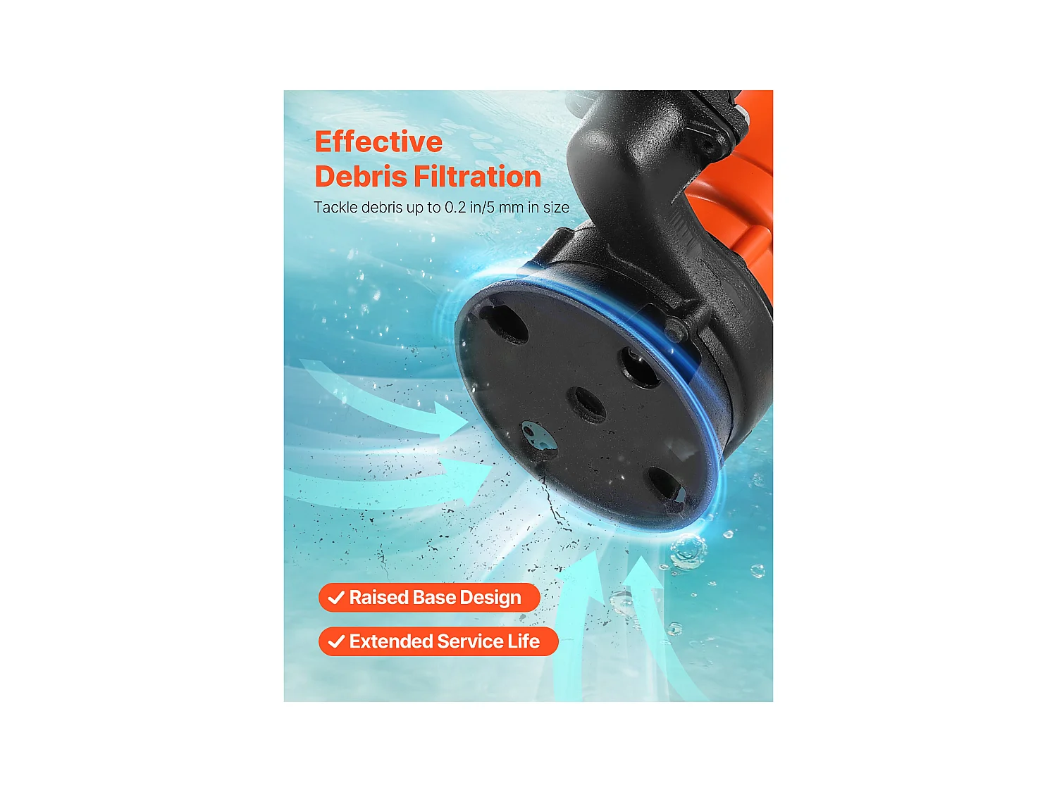 Dompelpomp voor Afvalwater SucceBuy, 550 W, Dompelpomp van Gietijzer 18000 L/u, met Maximale Opvoerhoogte 10 m, voor Zwembaden, Vijvers, Kelders