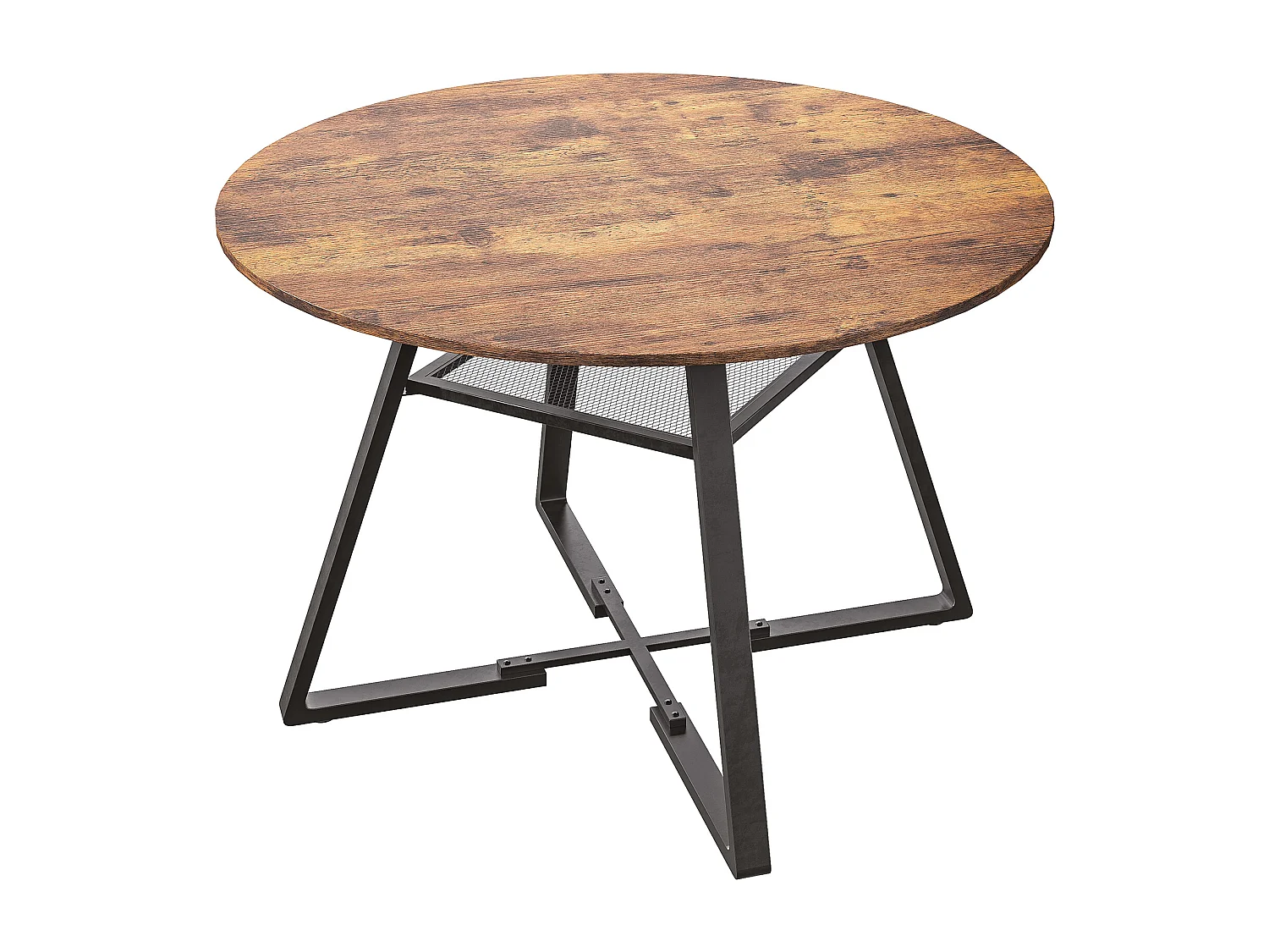 Table de Salle à Manger Ronde 120 cm,Table de Cuisine pour 4 à 6 Personnes,Surface en Bois et Base en Métal,pour Cuisine et Salon,Marron et Noir
