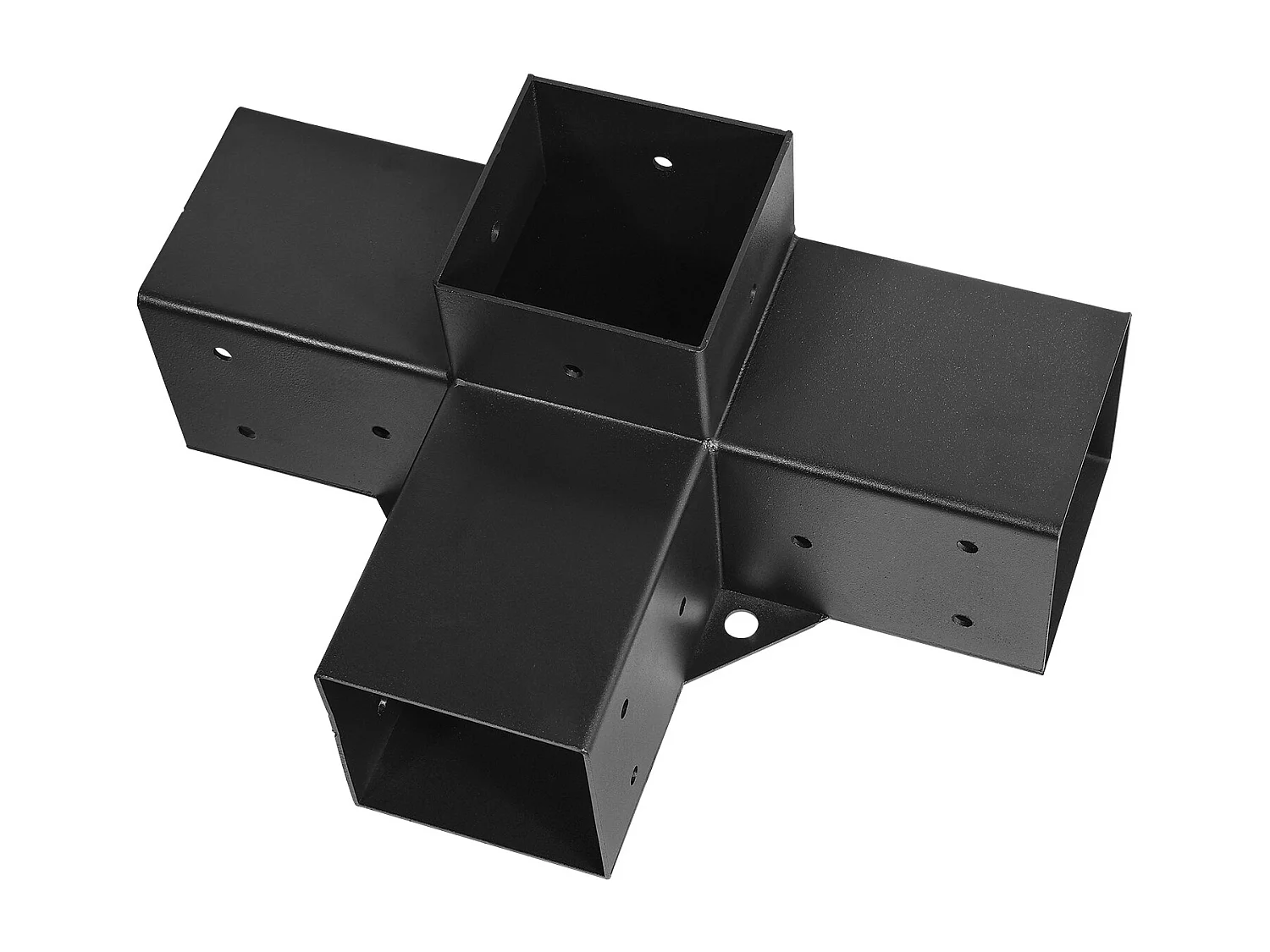 Pergola Steunset SucceBuy, Set van 4, Houten Paalsteun 9.2x9.2 cm, 2 4-Weg Hoeksteunen, 2 Paalvoeten, Koolstofstaal