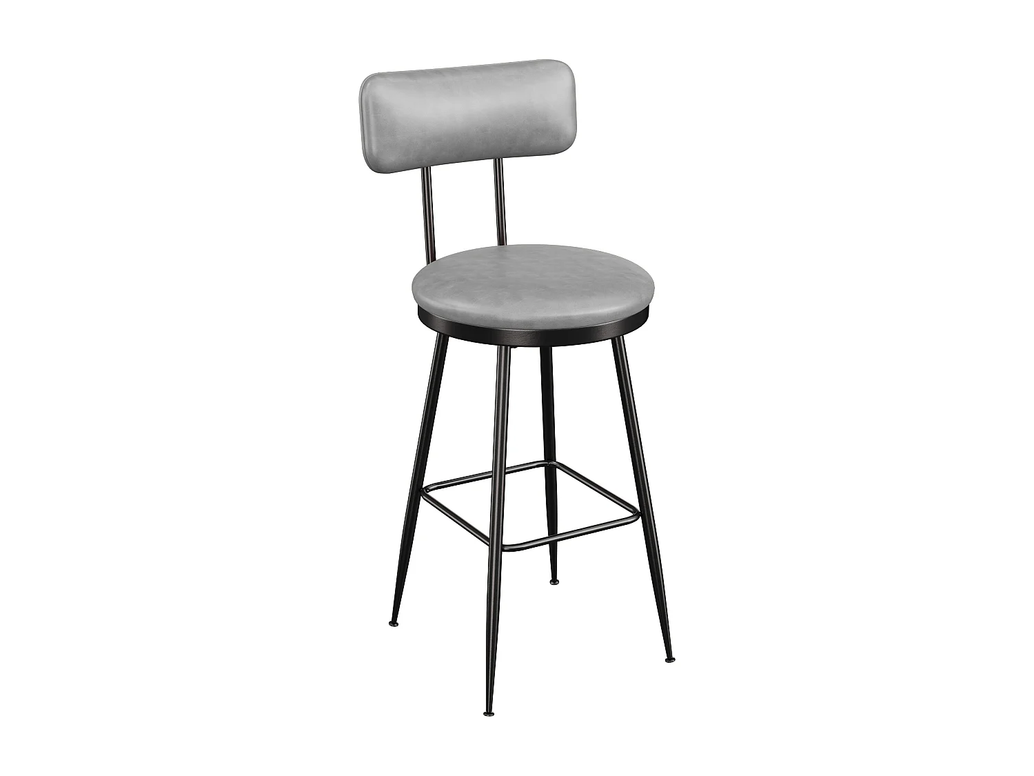 Tabouret de Bar - Lot de 4 - Chaise Haute Cuisine - Chaise de Bar avec Repose-Pieds et Dossier - pour Salle à Manger, Cuisine - Simili Cuir - Gris