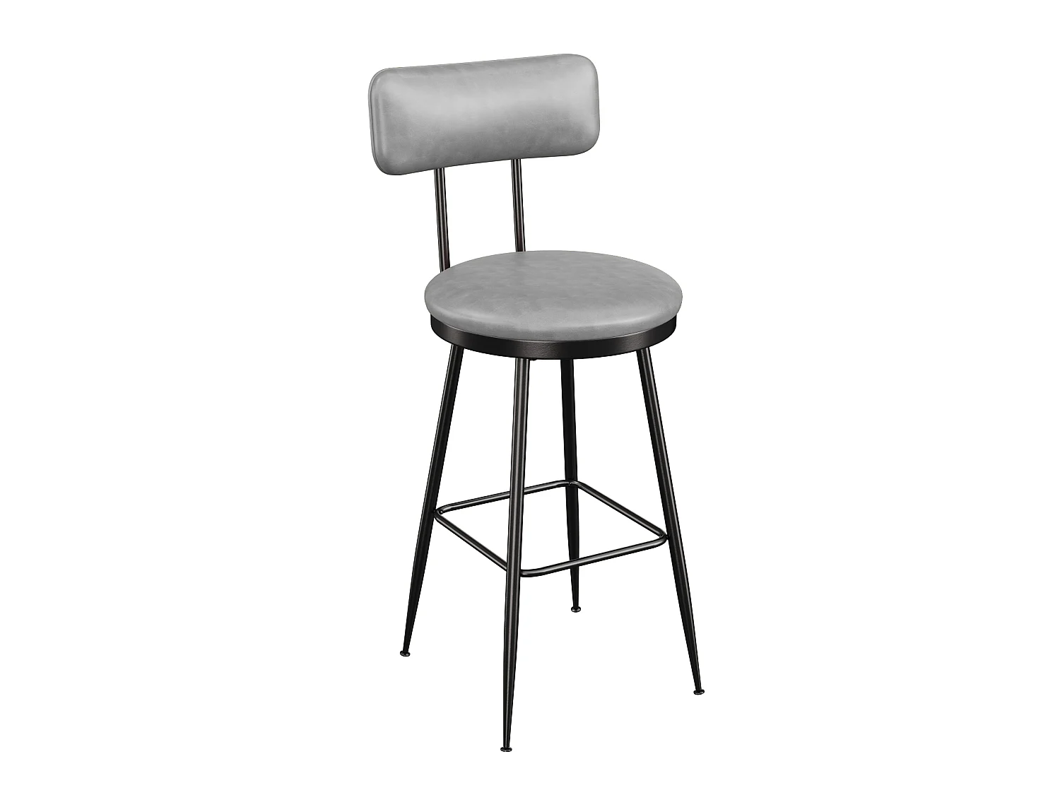 Barkrukken, set van 4, hoge keukenstoel, barstoel met voetenbank en rugleuning, voor eetkamer, keuken, kunstleer, grijs
