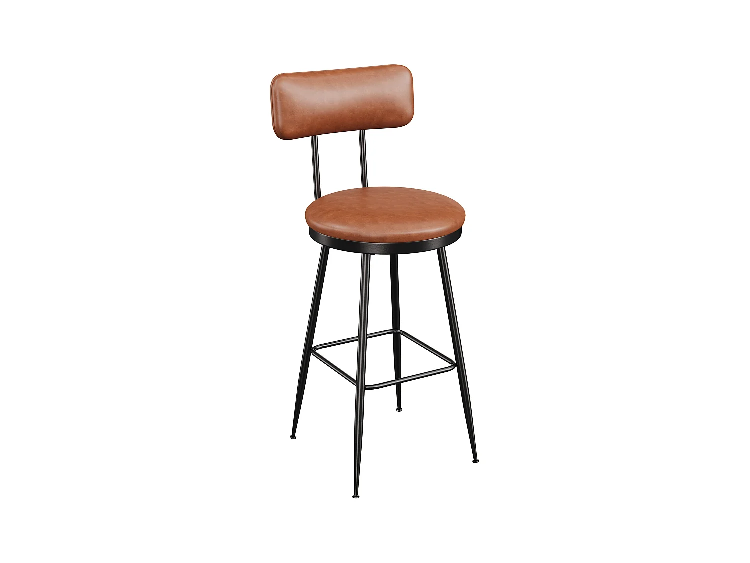 Tabouret de Bar, Lot de 4, Chaise Haute Cuisine,Chaise de Bar avec Repose-Pieds et Dossier,pour Salle à Manger, Cuisine, Simili Cuir,brun