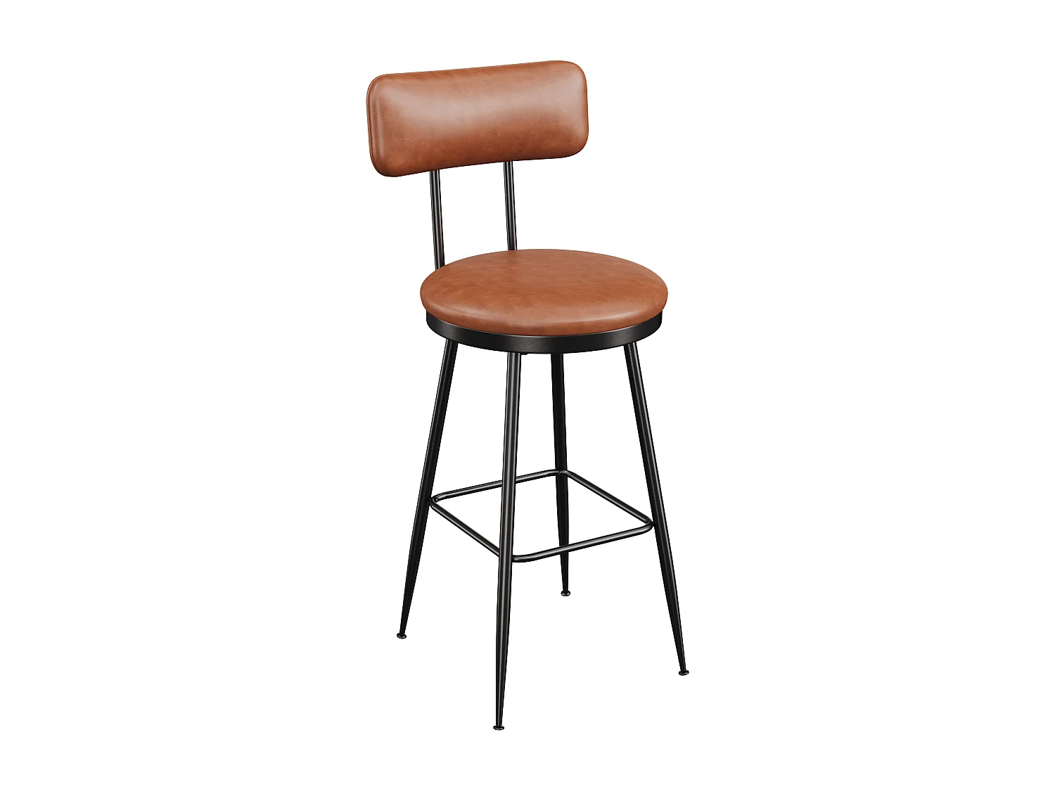 Tabouret de Bar, Lot de 4, Chaise Haute Cuisine,Chaise de Bar avec Repose-Pieds et Dossier,pour Salle à Manger, Cuisine, Simili Cuir,brun