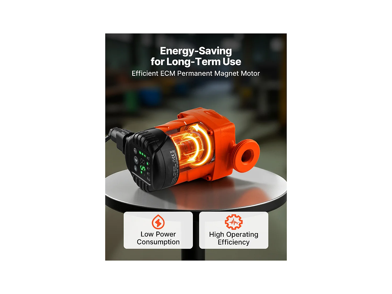 Circulatiepomp SucceBuy voor Warm Water, Maximale Opvoerhoogte 6 m, Hoogrendement Verwarmingspomp, 58 L/min, Terugslagklep, Energiezuinig