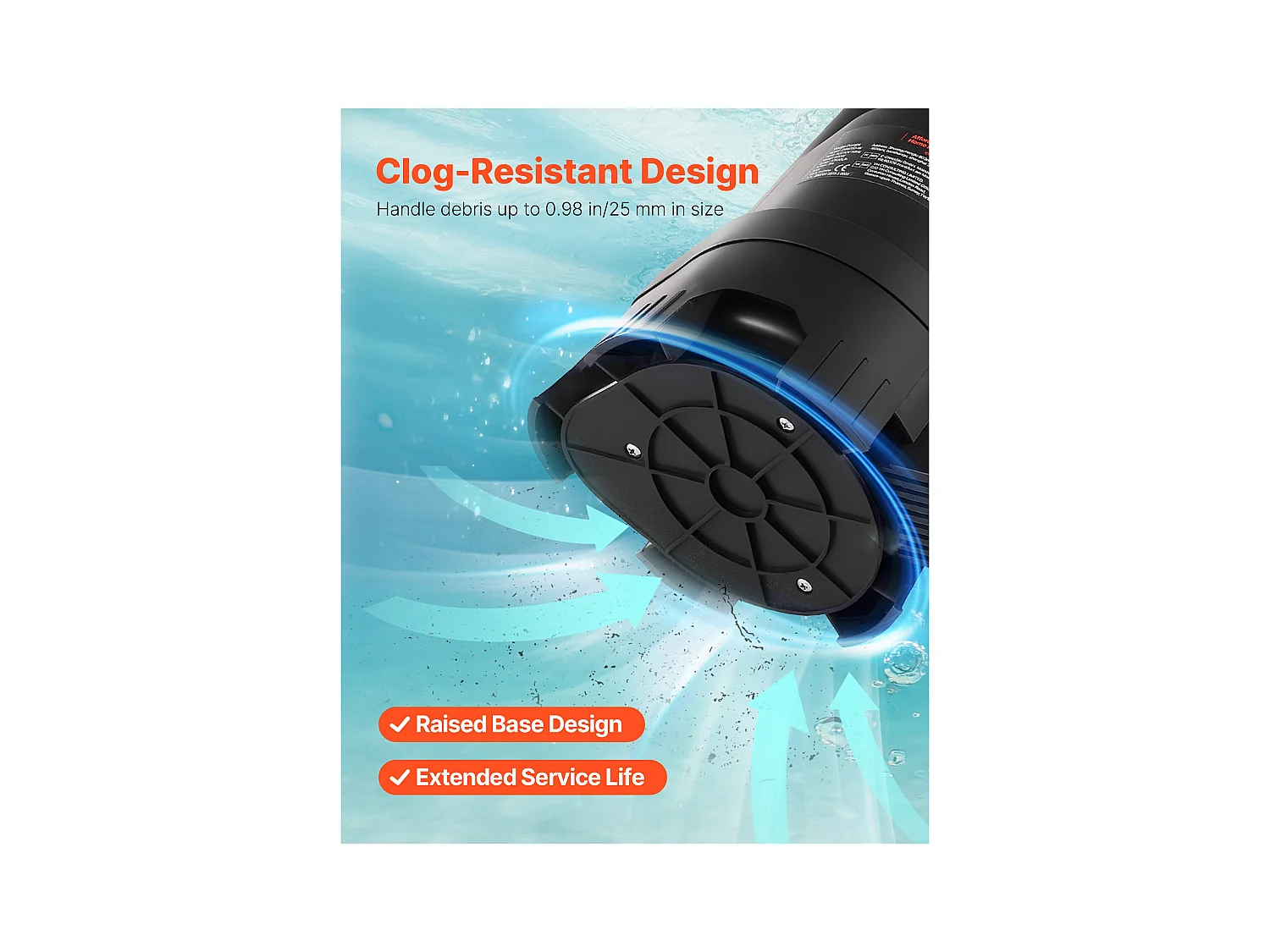 Dompelpomp voor Afvalwater SucceBuy 690 W Dompelpomp PP-GF20, 17500 L/u met Automatische Zwevenschakelaar, Opvoerhoogte 9 m, voor Zwembaden