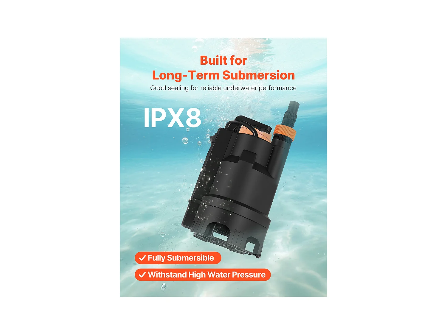 Dompelpomp voor Afvalwater SucceBuy 690 W Dompelpomp PP-GF20, 17500 L/u met Automatische Zwevenschakelaar, Opvoerhoogte 9 m, voor Zwembaden